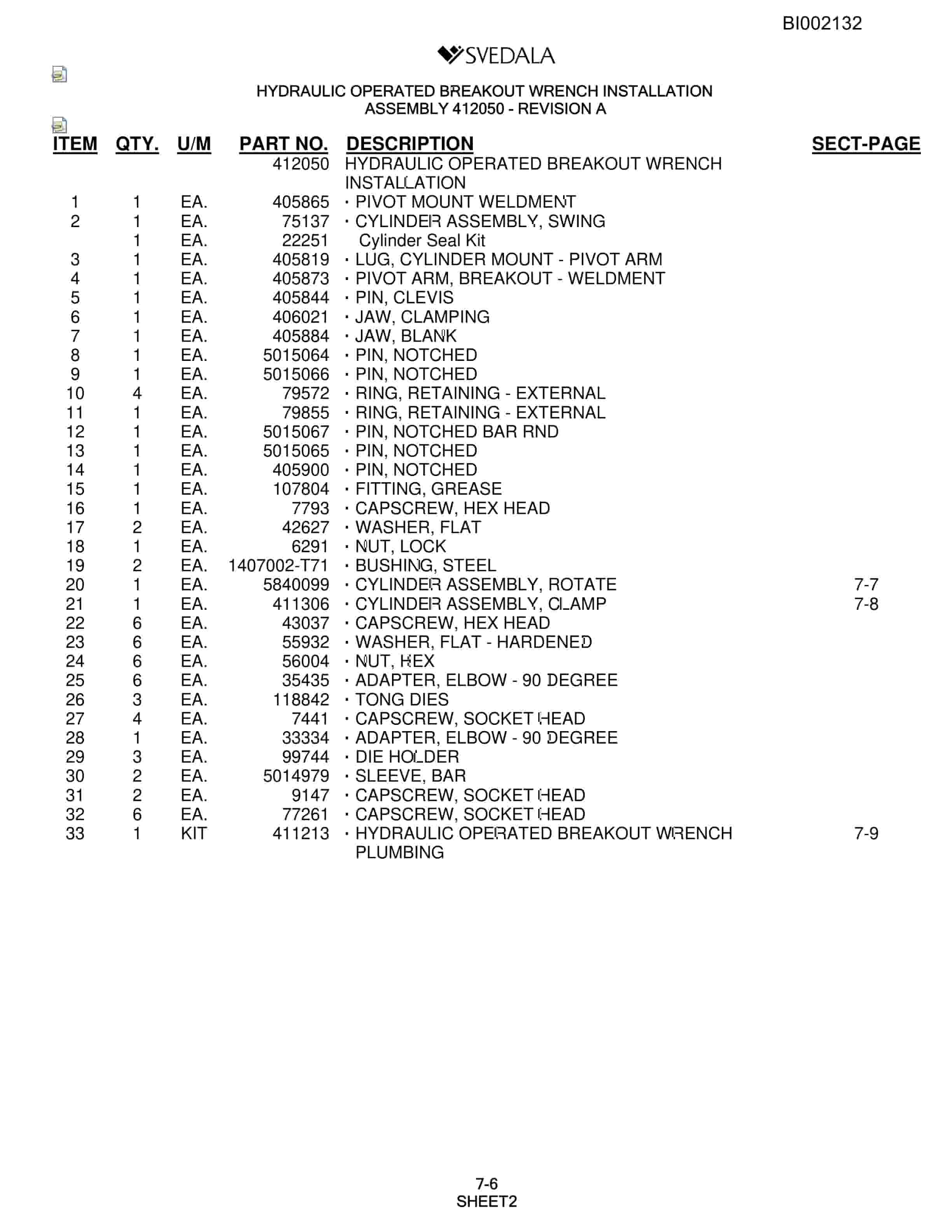 Bucyrus SKT Infinity Blasthole Drill Parts Catalog BI002132-4