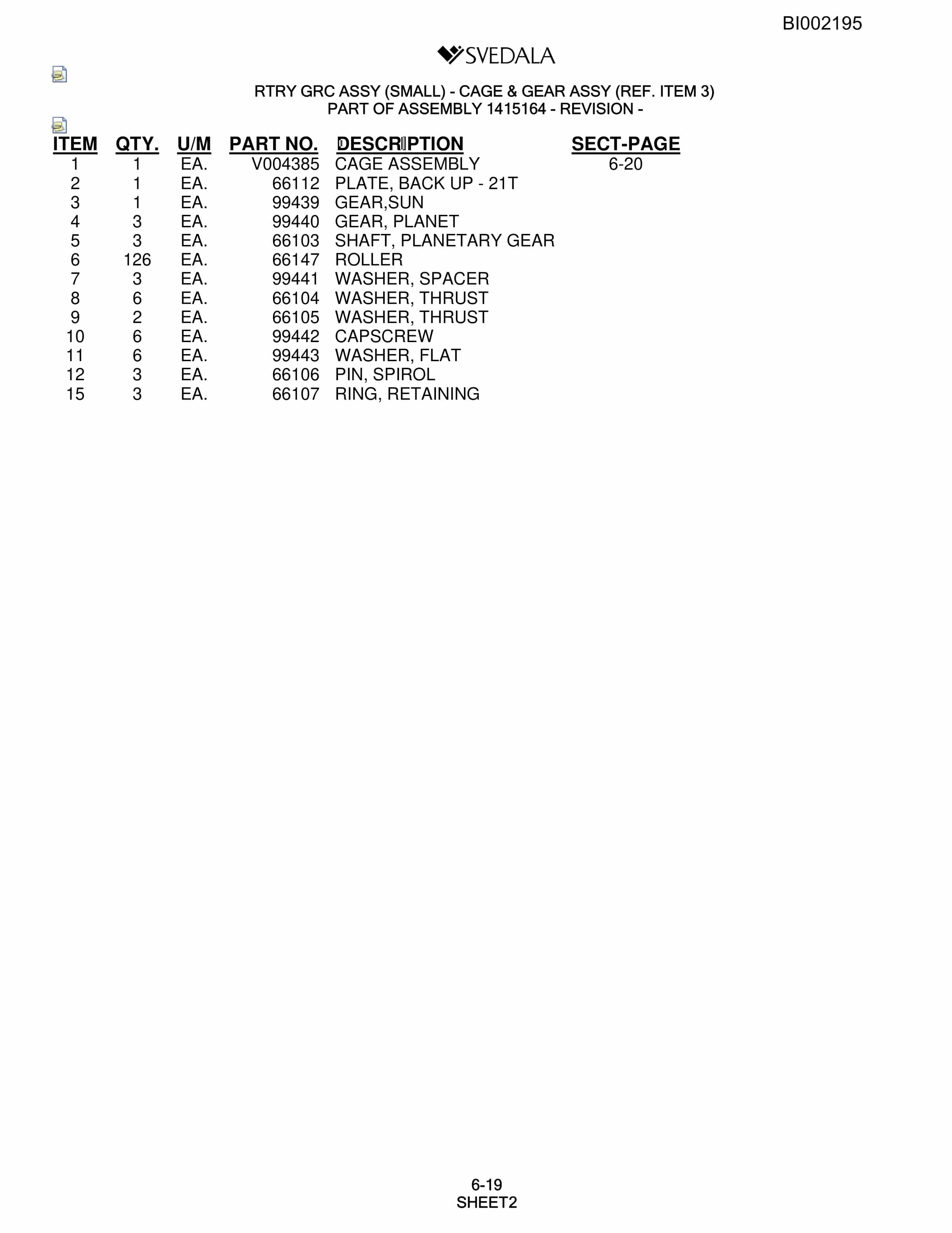 Bucyrus SKT Infinity Blasthole Drill Parts Catalog BI002195-3