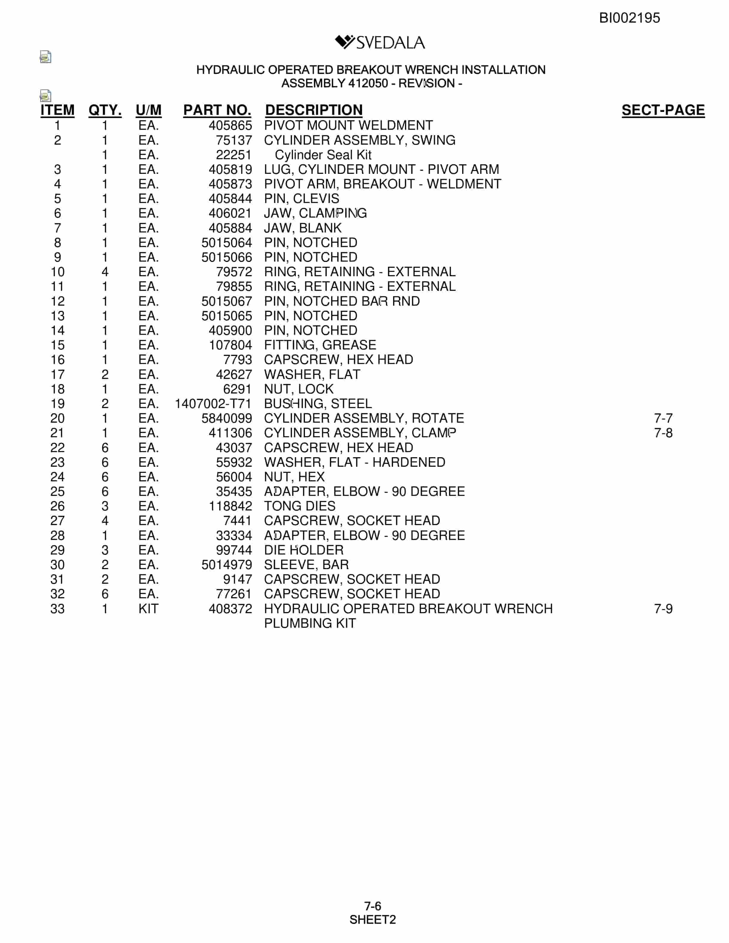 Bucyrus SKT Infinity Blasthole Drill Parts Catalog BI002195-4