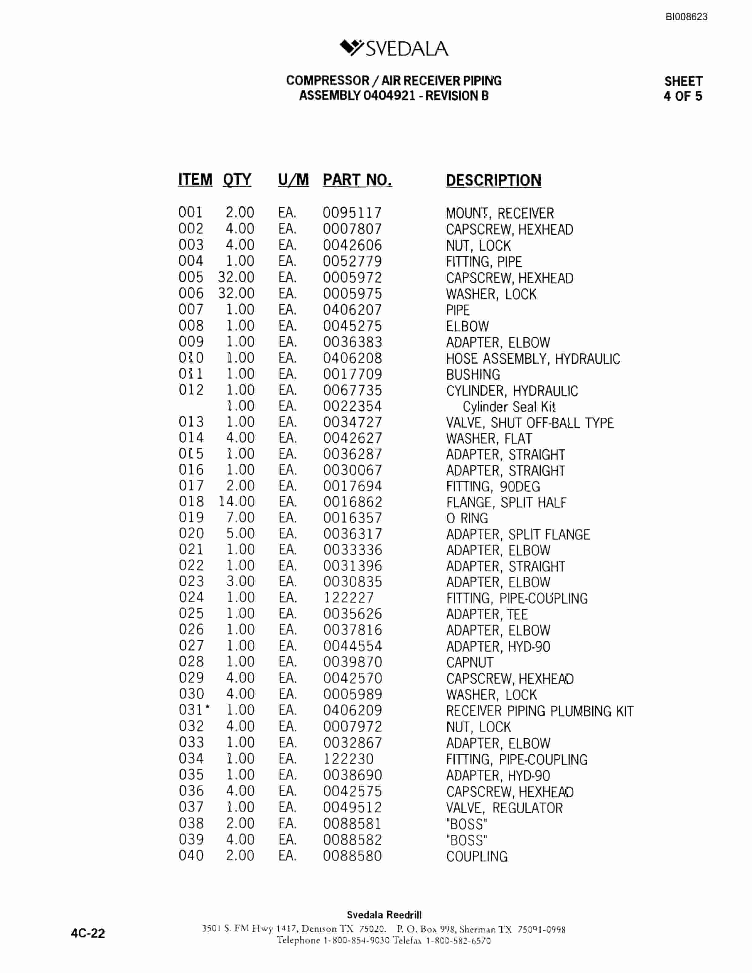 Bucyrus SKT Infinity Blasthole Drill Parts Catalog BI008623-2