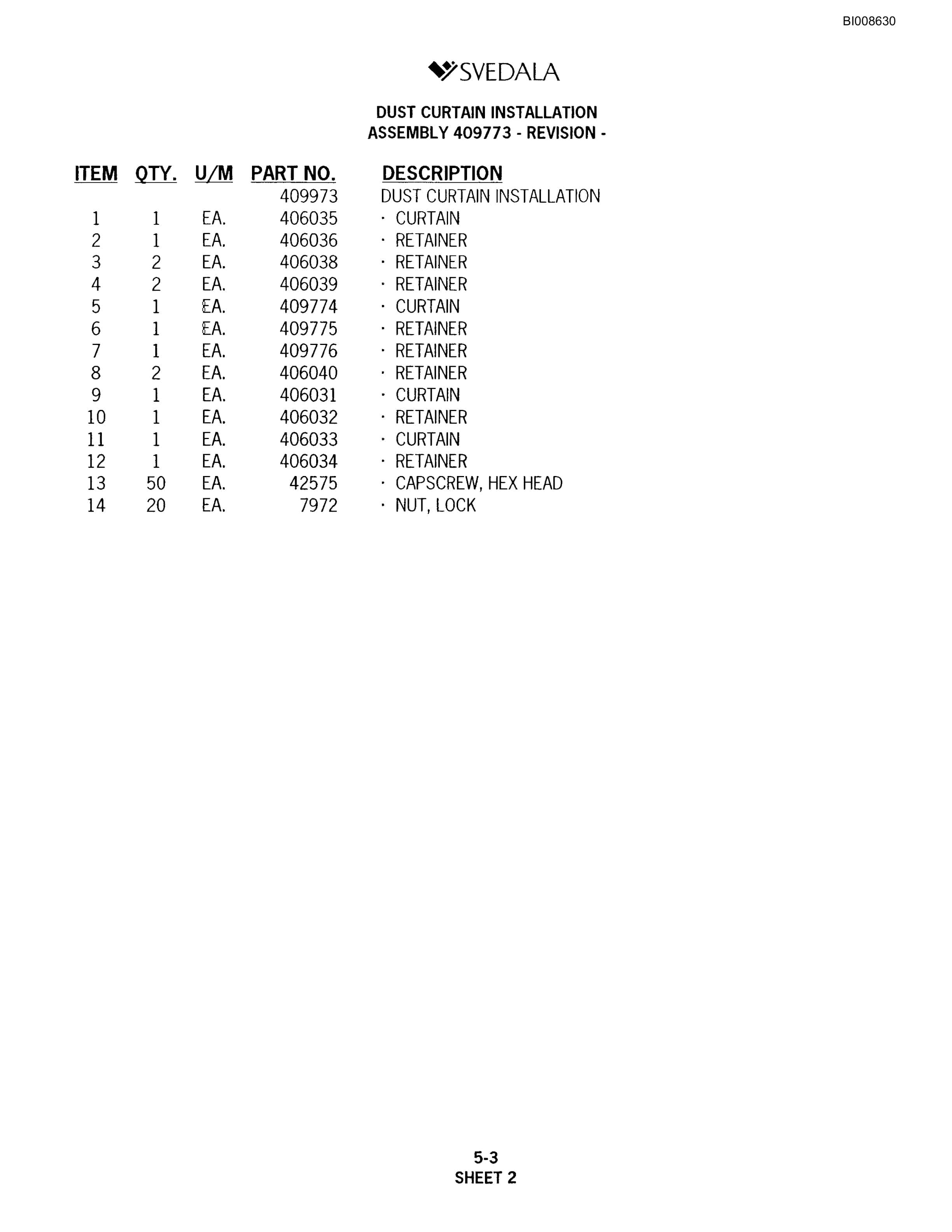 Bucyrus SKT Infinity Blasthole Drill Parts Catalog BI008630-2