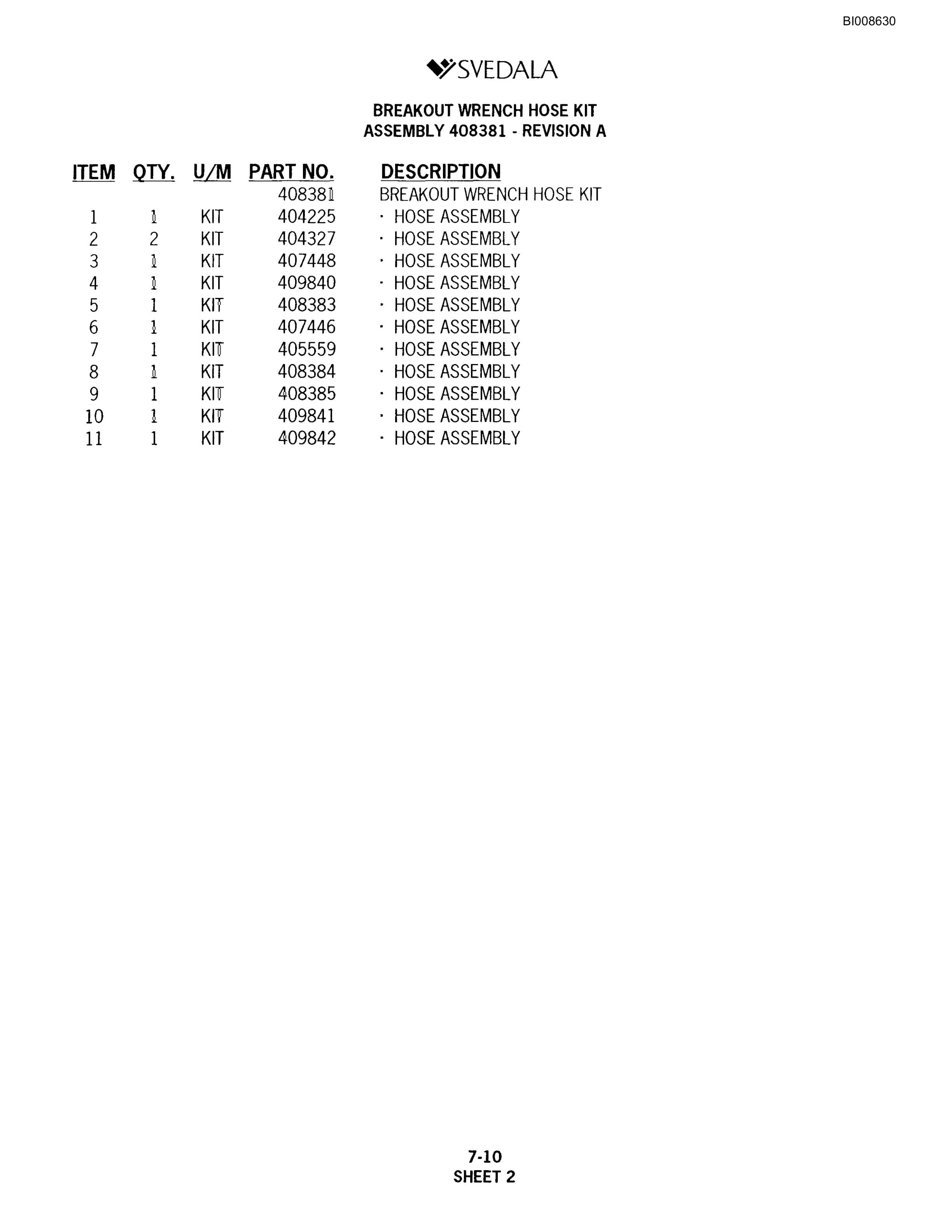 Bucyrus SKT Infinity Blasthole Drill Parts Catalog BI008630-4