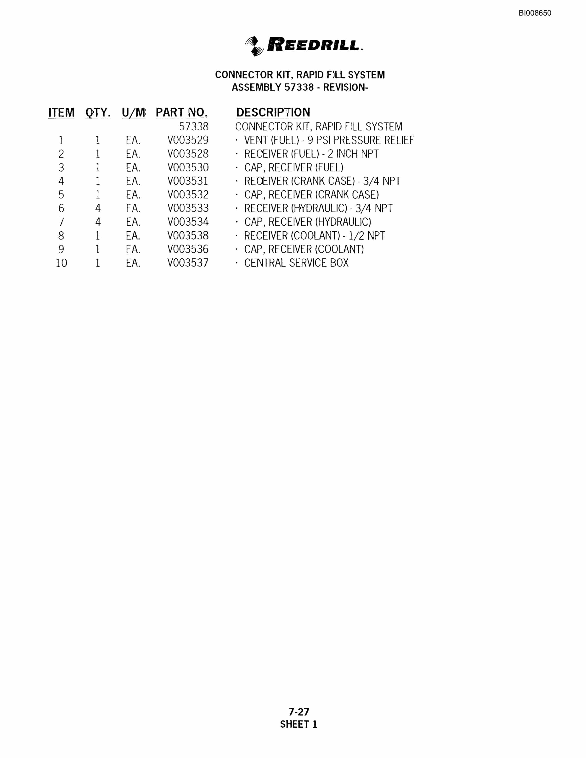 Bucyrus SKT Infinity Blasthole Drill Parts Catalog BI008650-5