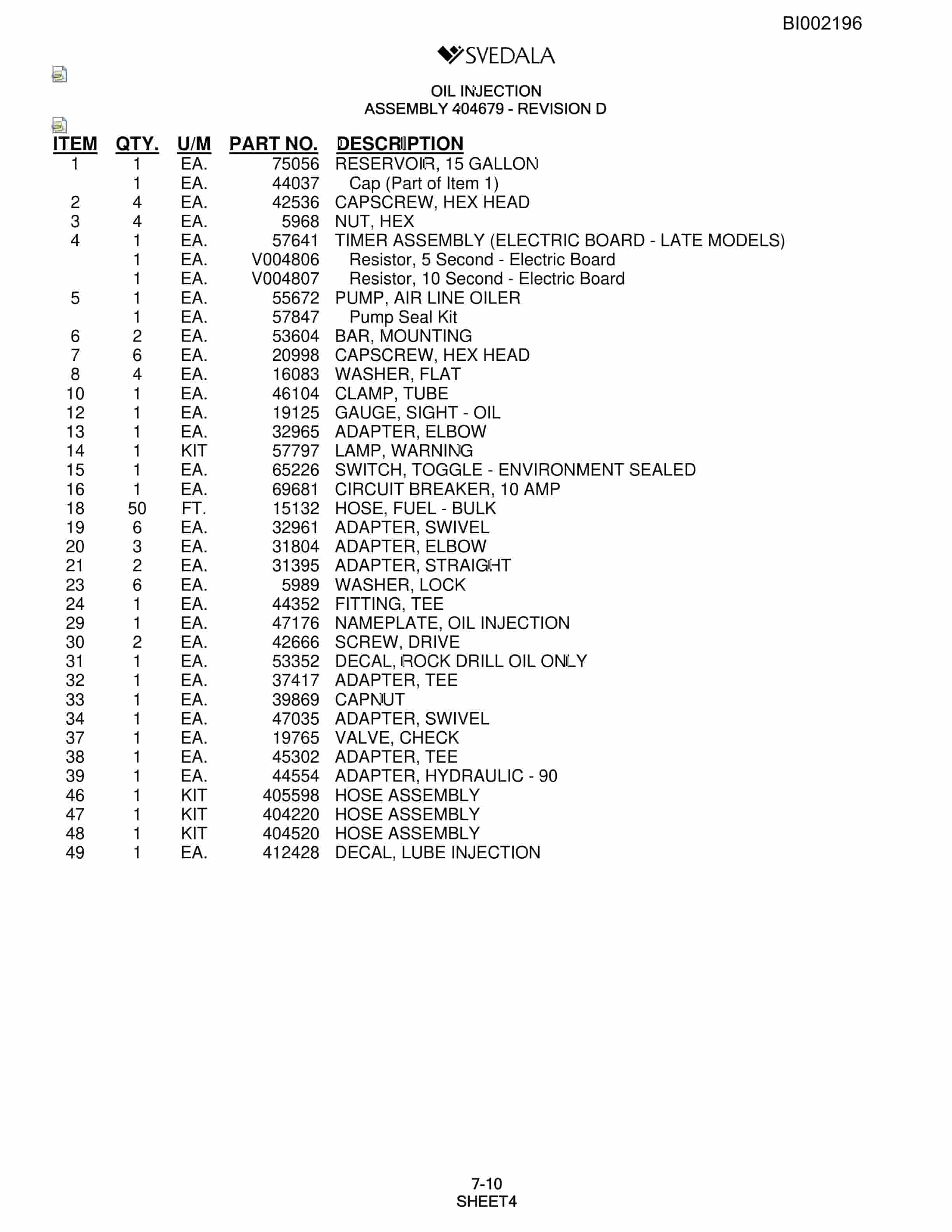 Bucyrus SKTT Infinity Blasthole Drill Parts Catalog BI002196-4