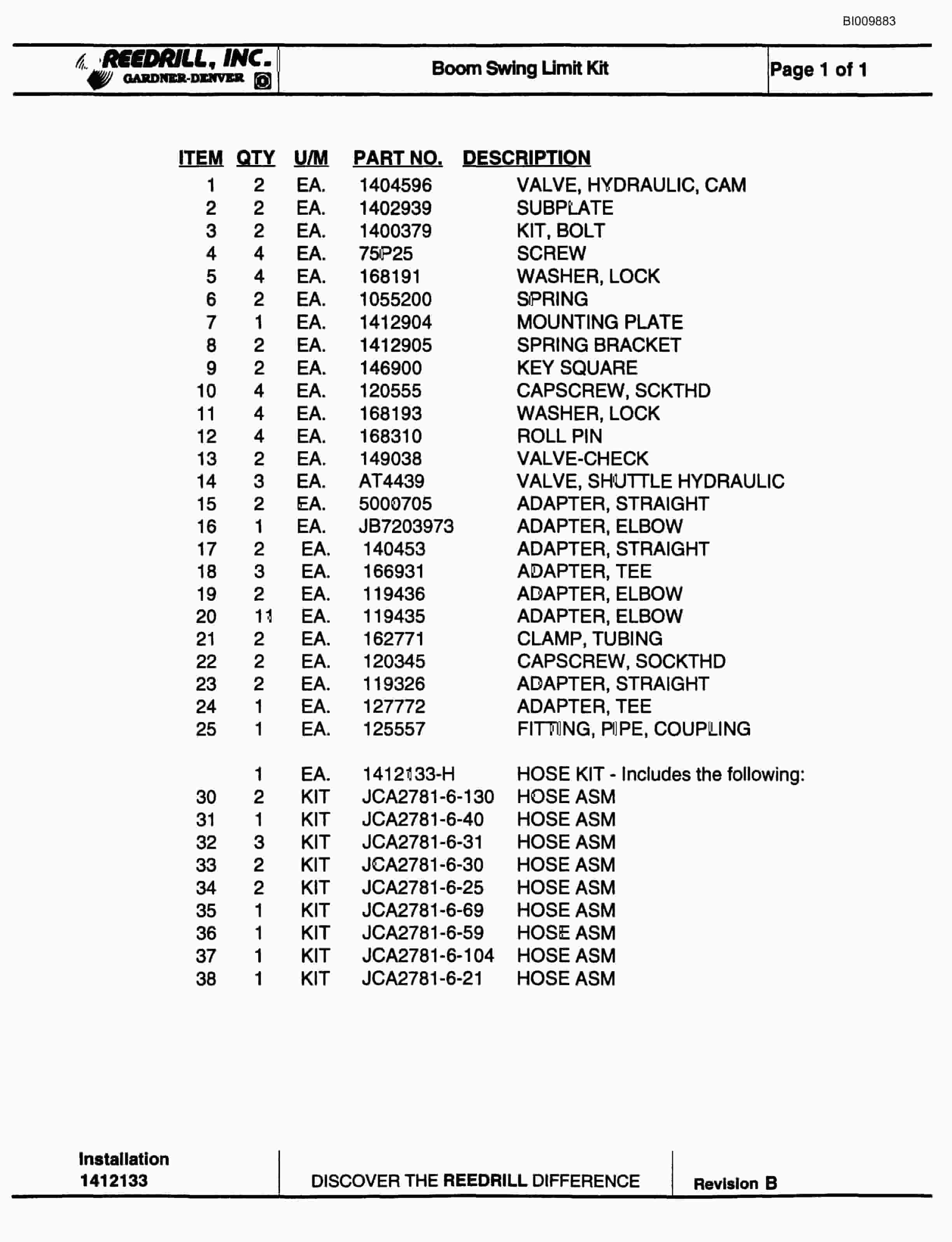 Bucyrus Specical Truck Jumbo Parts Catalog BI009883-4