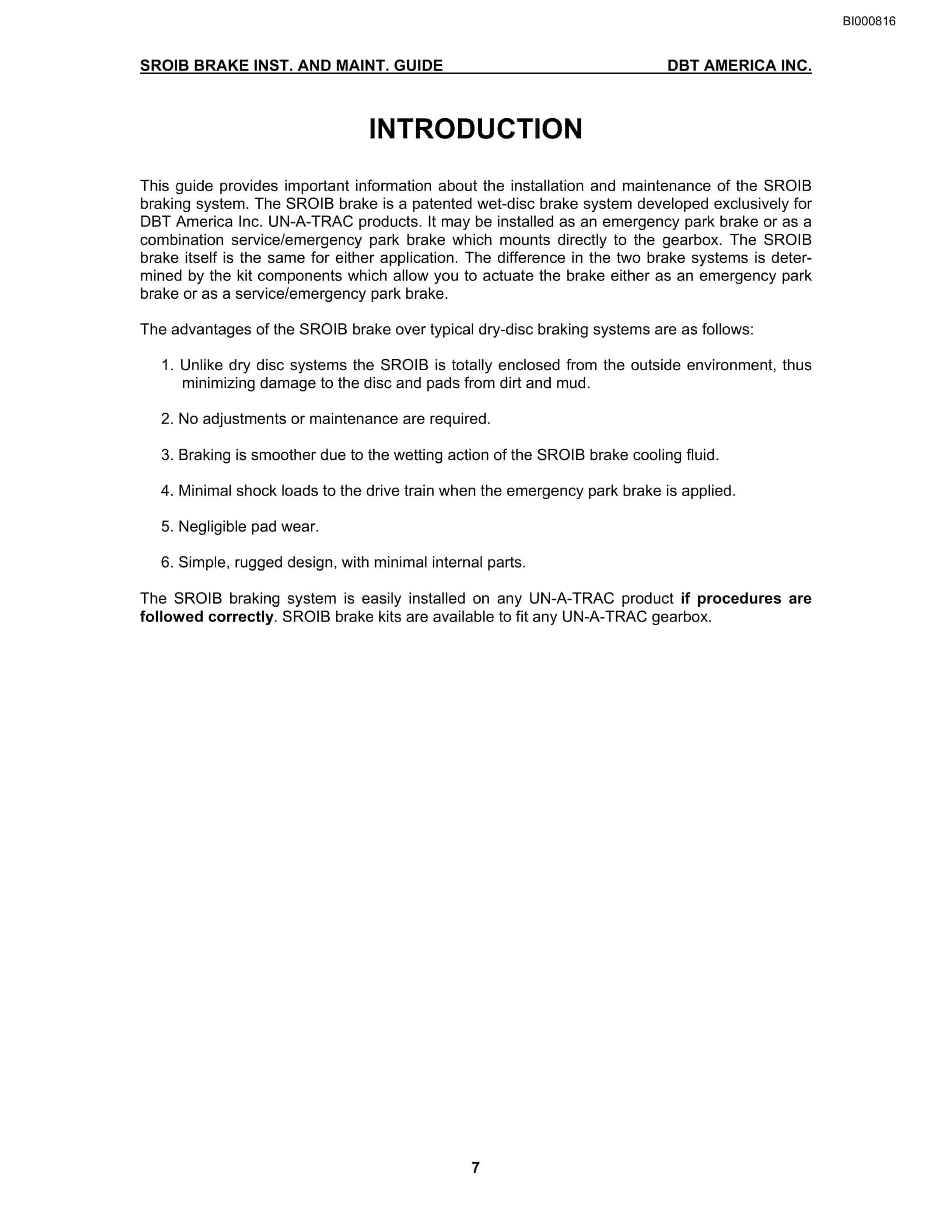 Bucyrus Sroib Brake Technical Manual BI000816-2