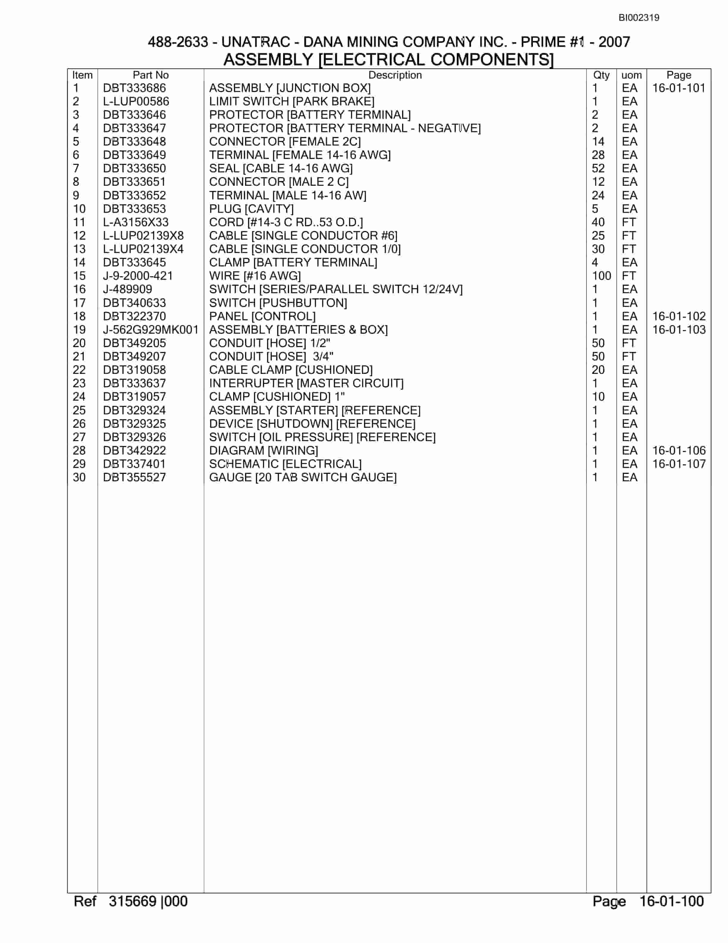Bucyrus SU488 D SCOOP Parts Catalog BI002319-2