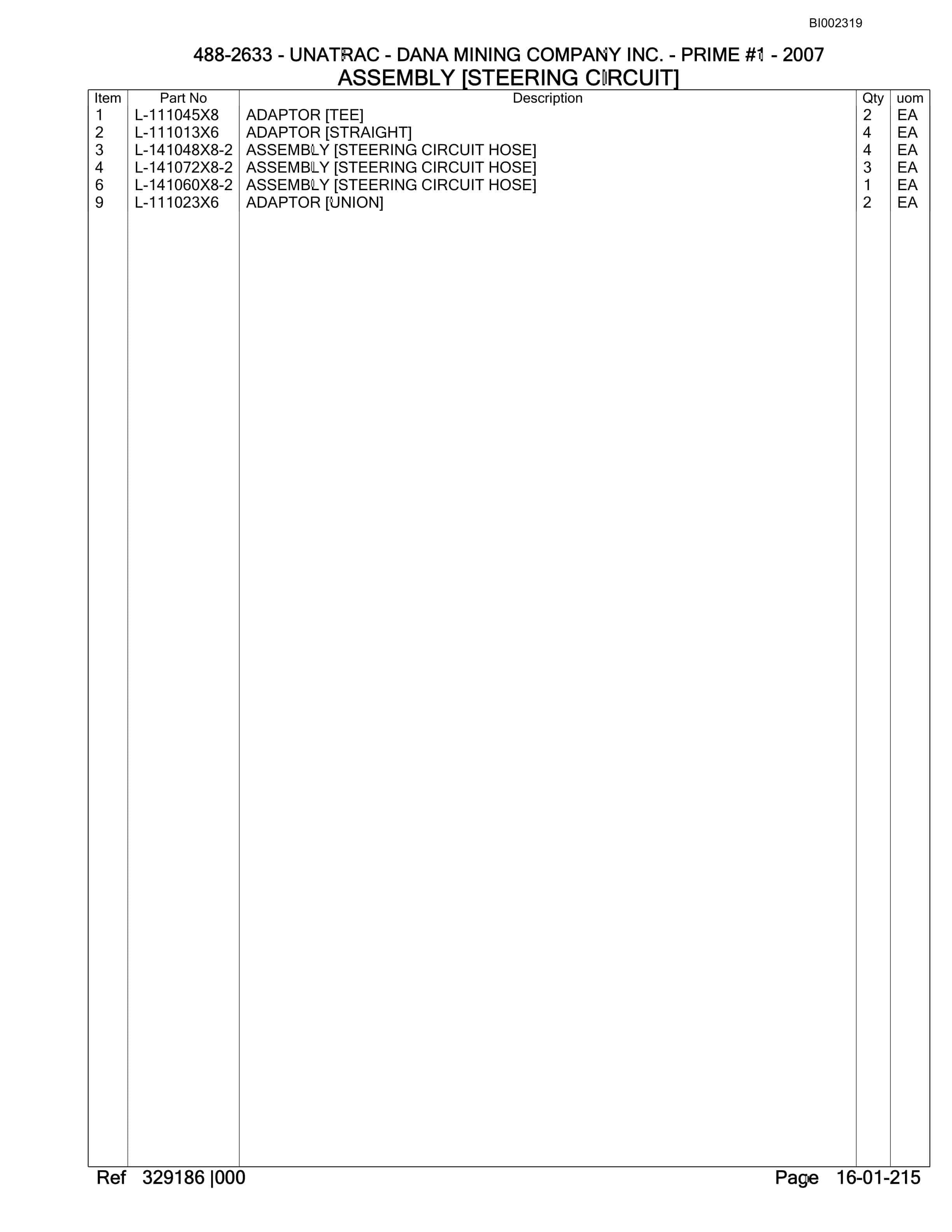 Bucyrus SU488 D SCOOP Parts Catalog BI002319-4