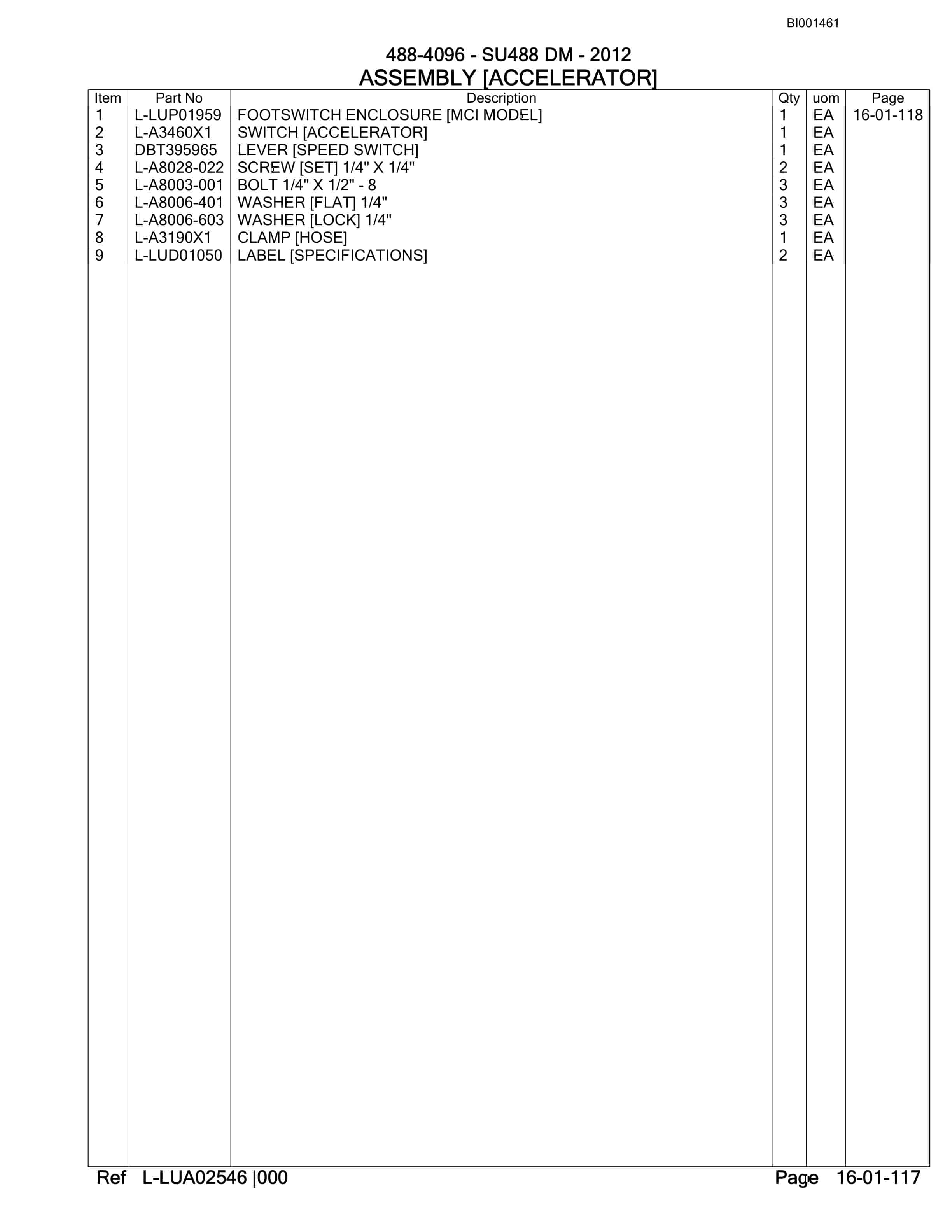 Bucyrus SU488 DM SCOOP Parts Catalog BI001461-2