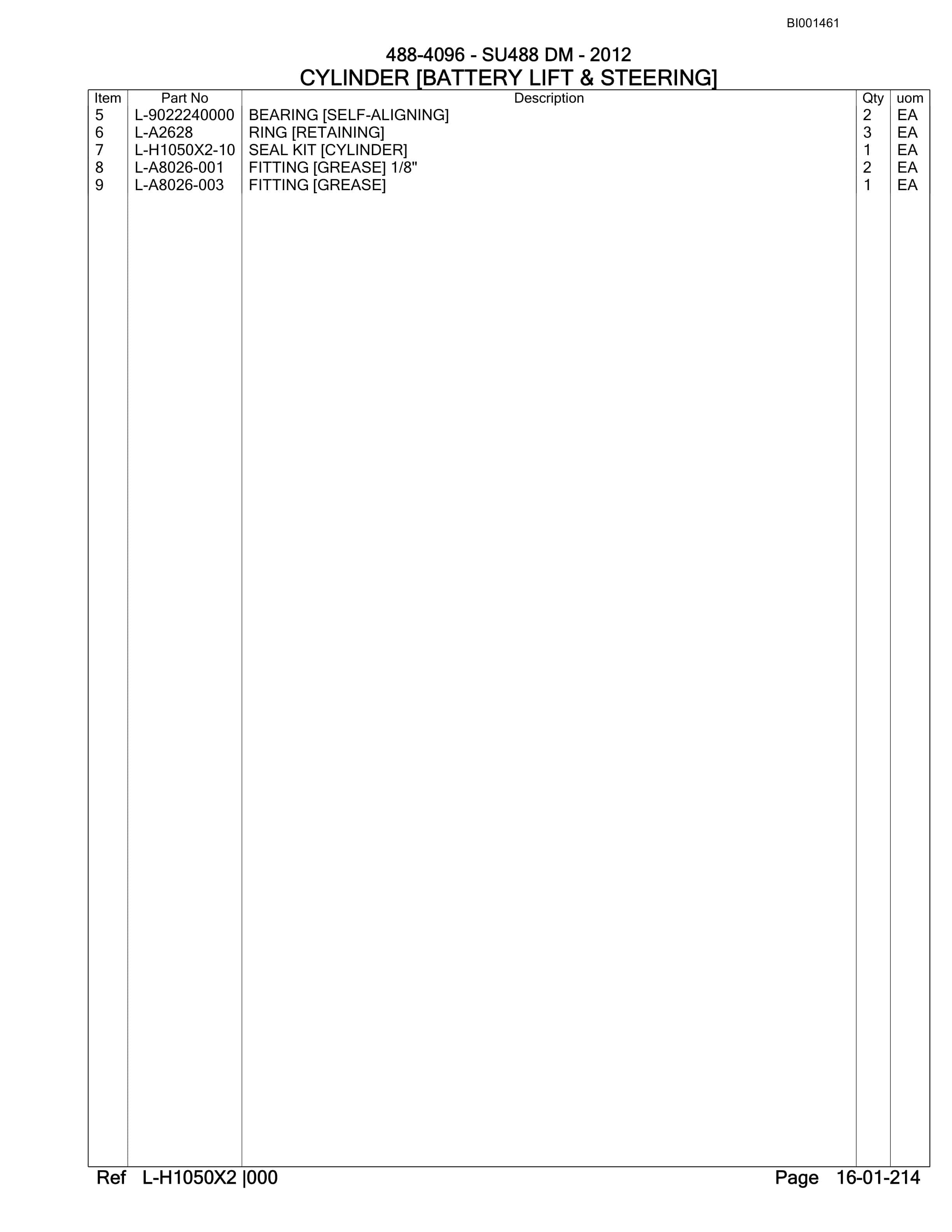 Bucyrus SU488 DM SCOOP Parts Catalog BI001461-3
