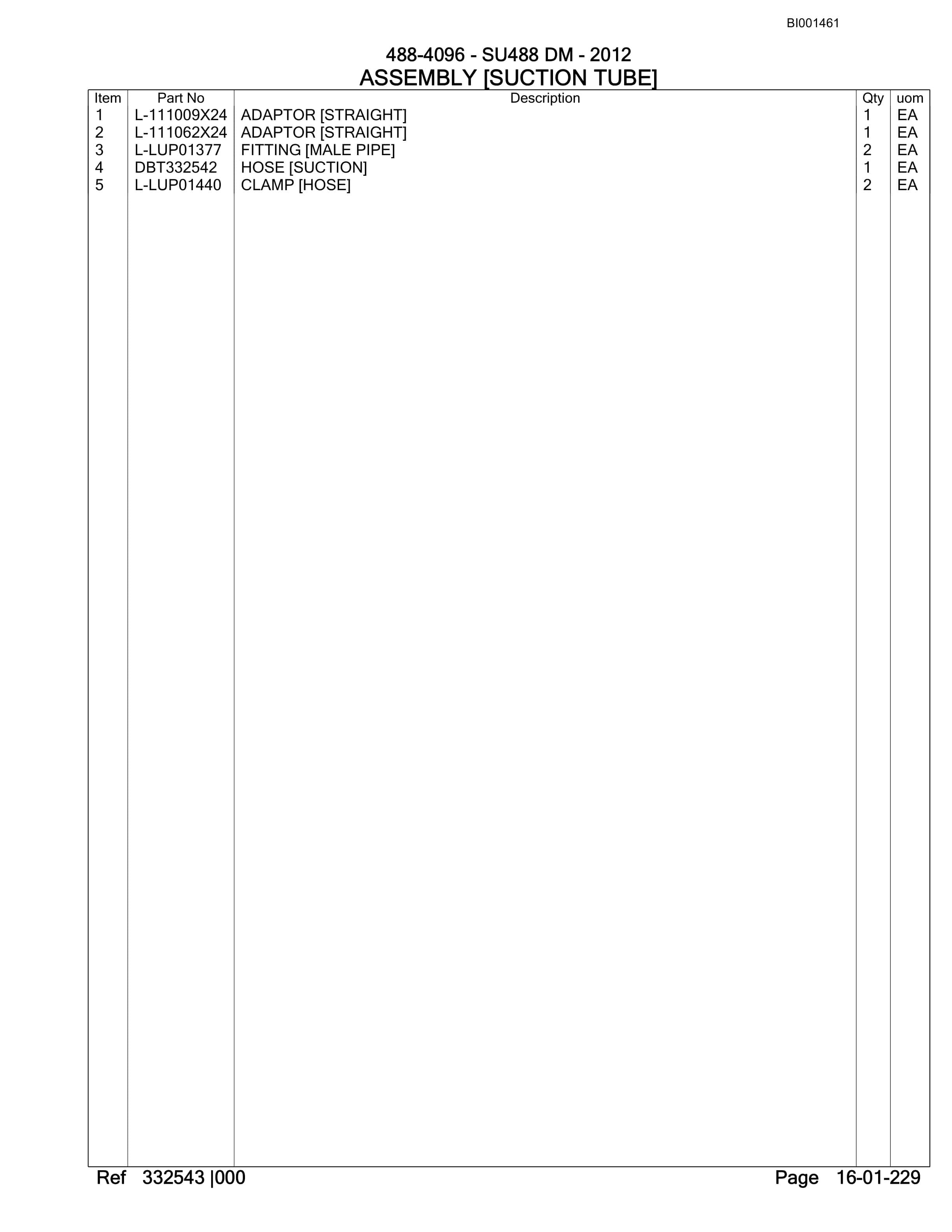 Bucyrus SU488 DM SCOOP Parts Catalog BI001461-4