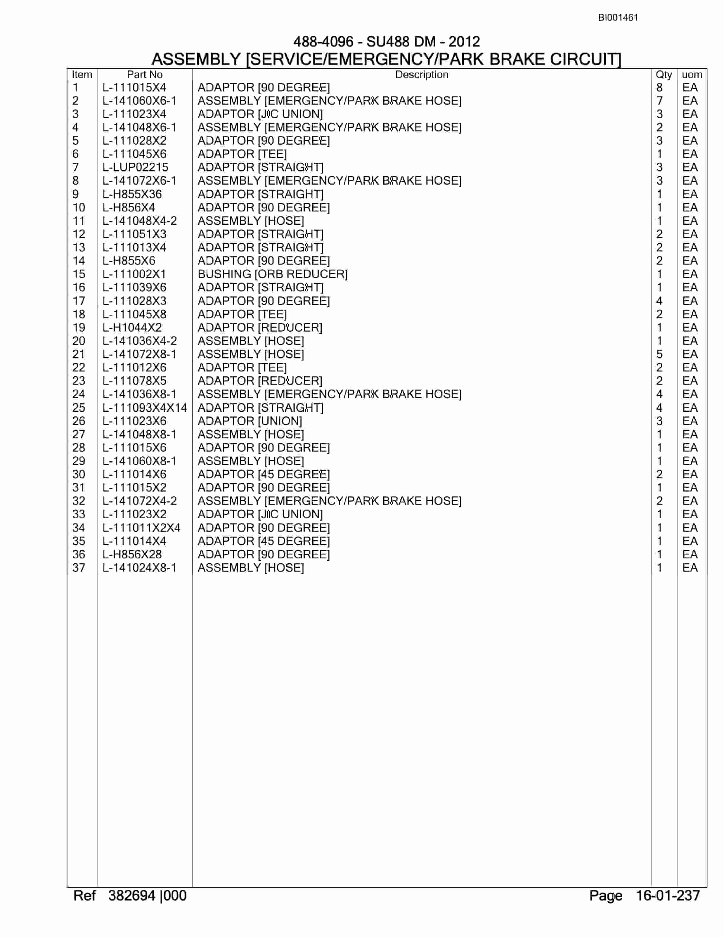 Bucyrus SU488 DM SCOOP Parts Catalog BI001461-5
