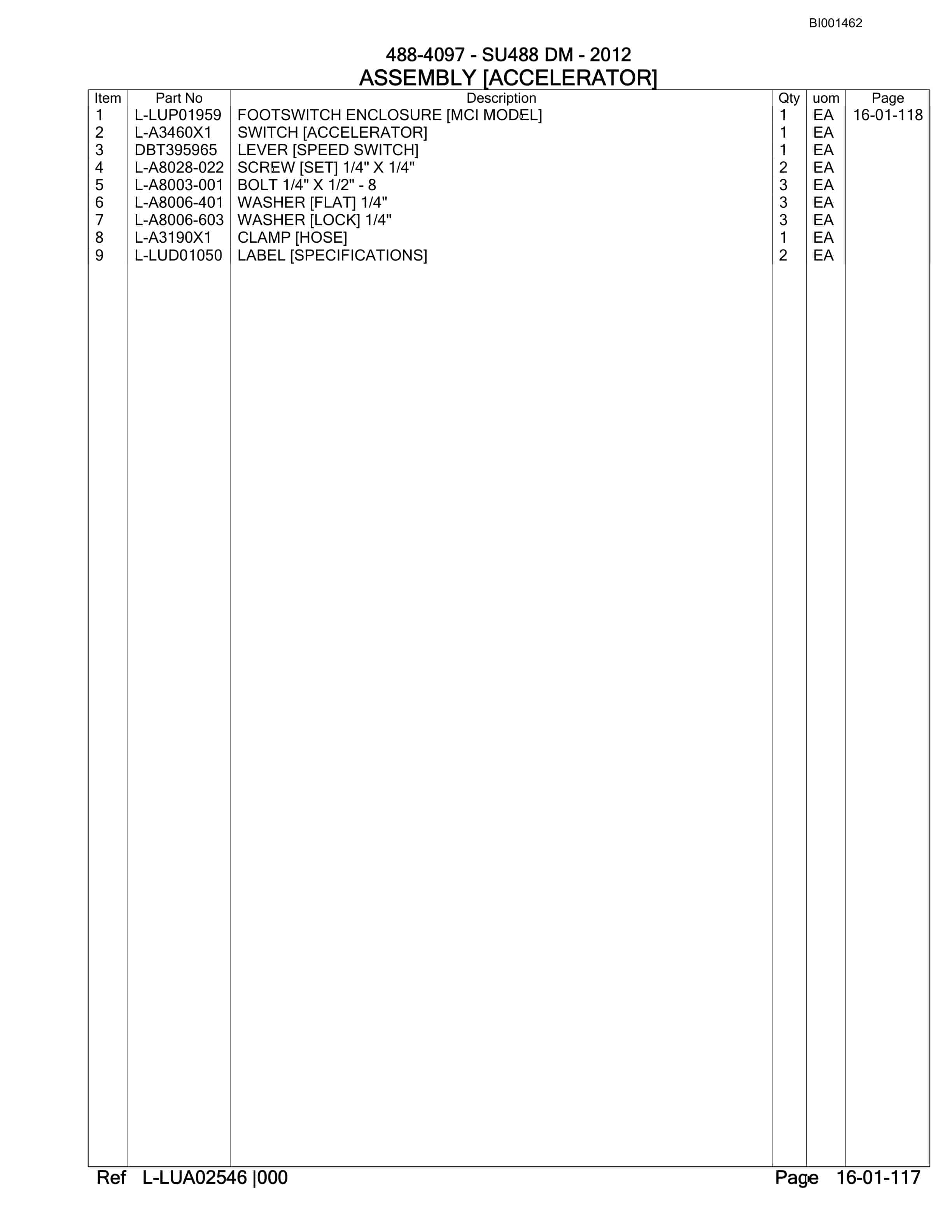 Bucyrus SU488 DM SCOOP Parts Catalog BI001462-2
