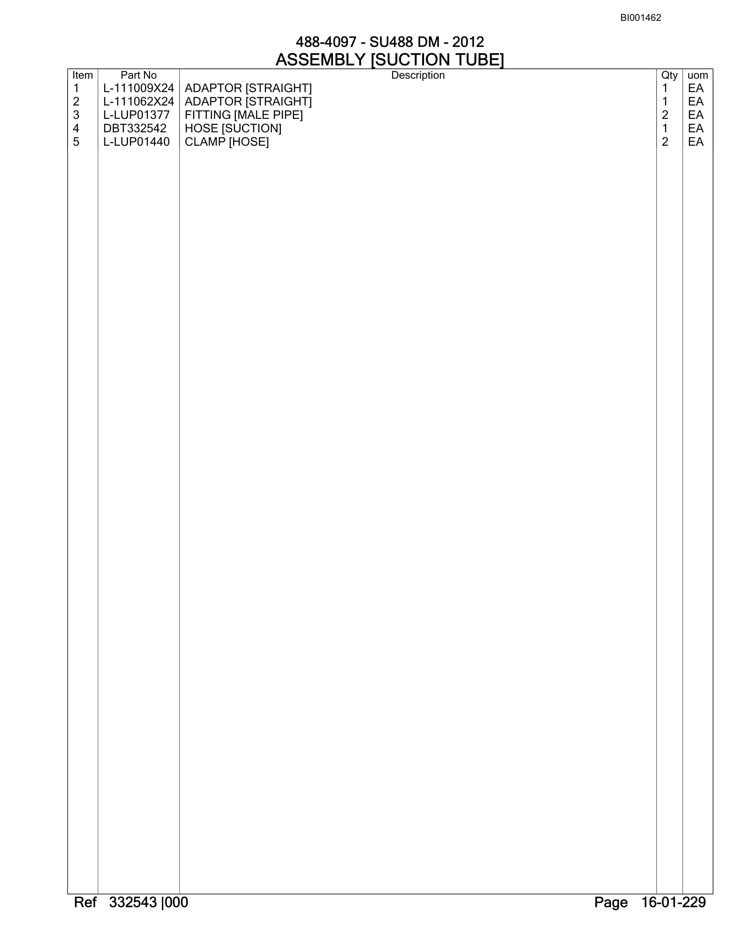 Bucyrus SU488 DM SCOOP Parts Catalog BI001462-4