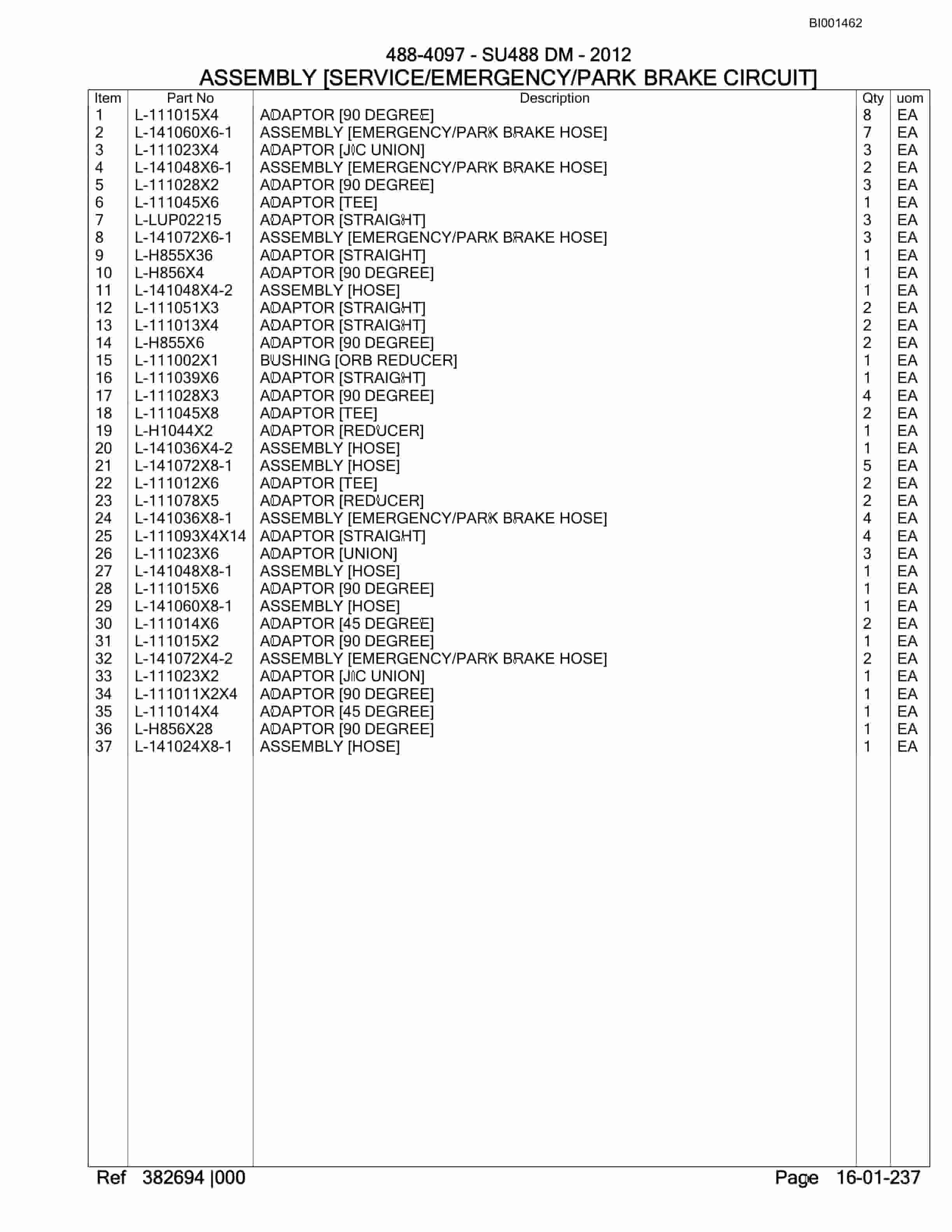 Bucyrus SU488 DM SCOOP Parts Catalog BI001462-5