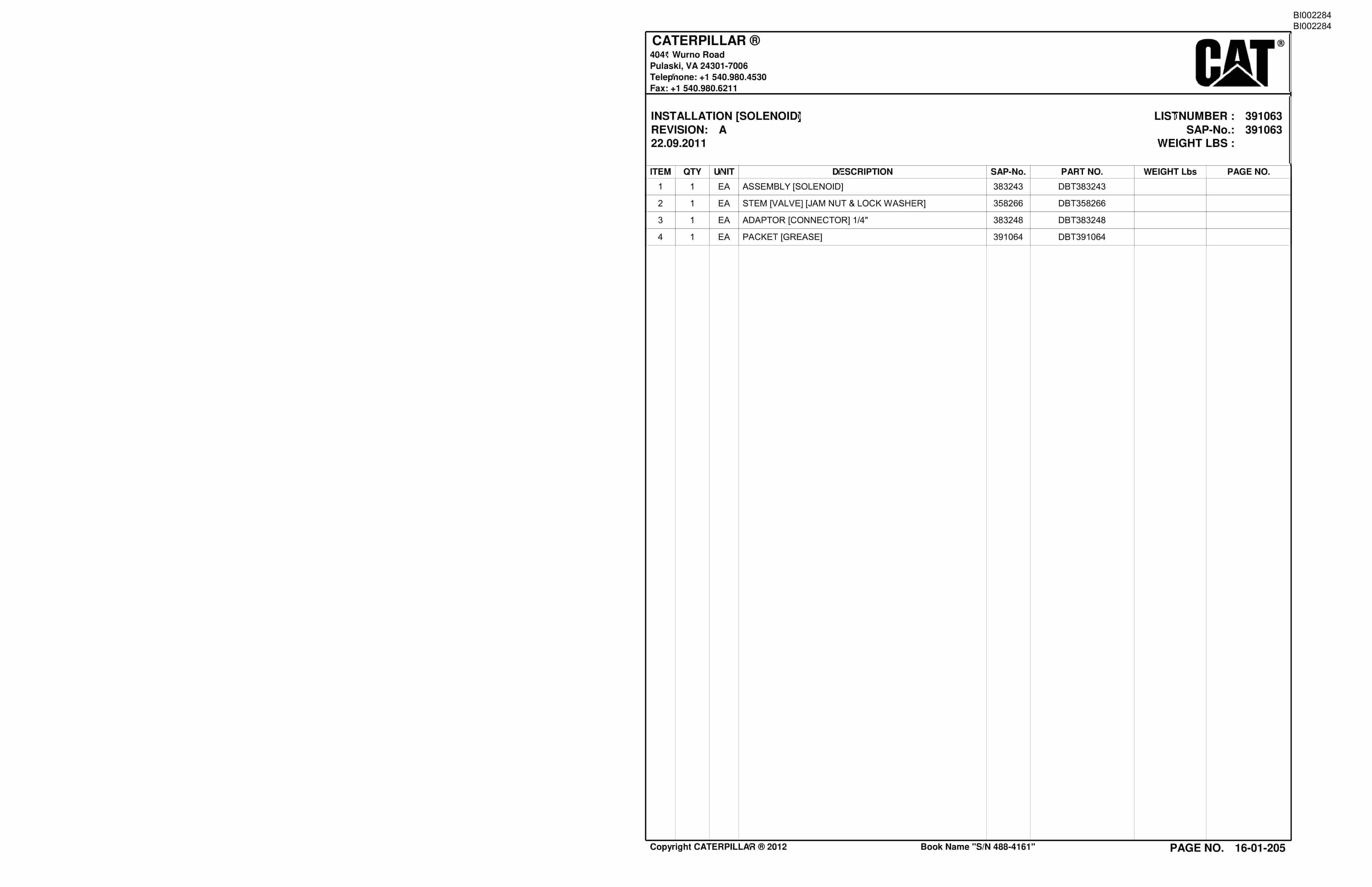 Bucyrus SU488 DM SCOOP Parts Catalog BI002284-3