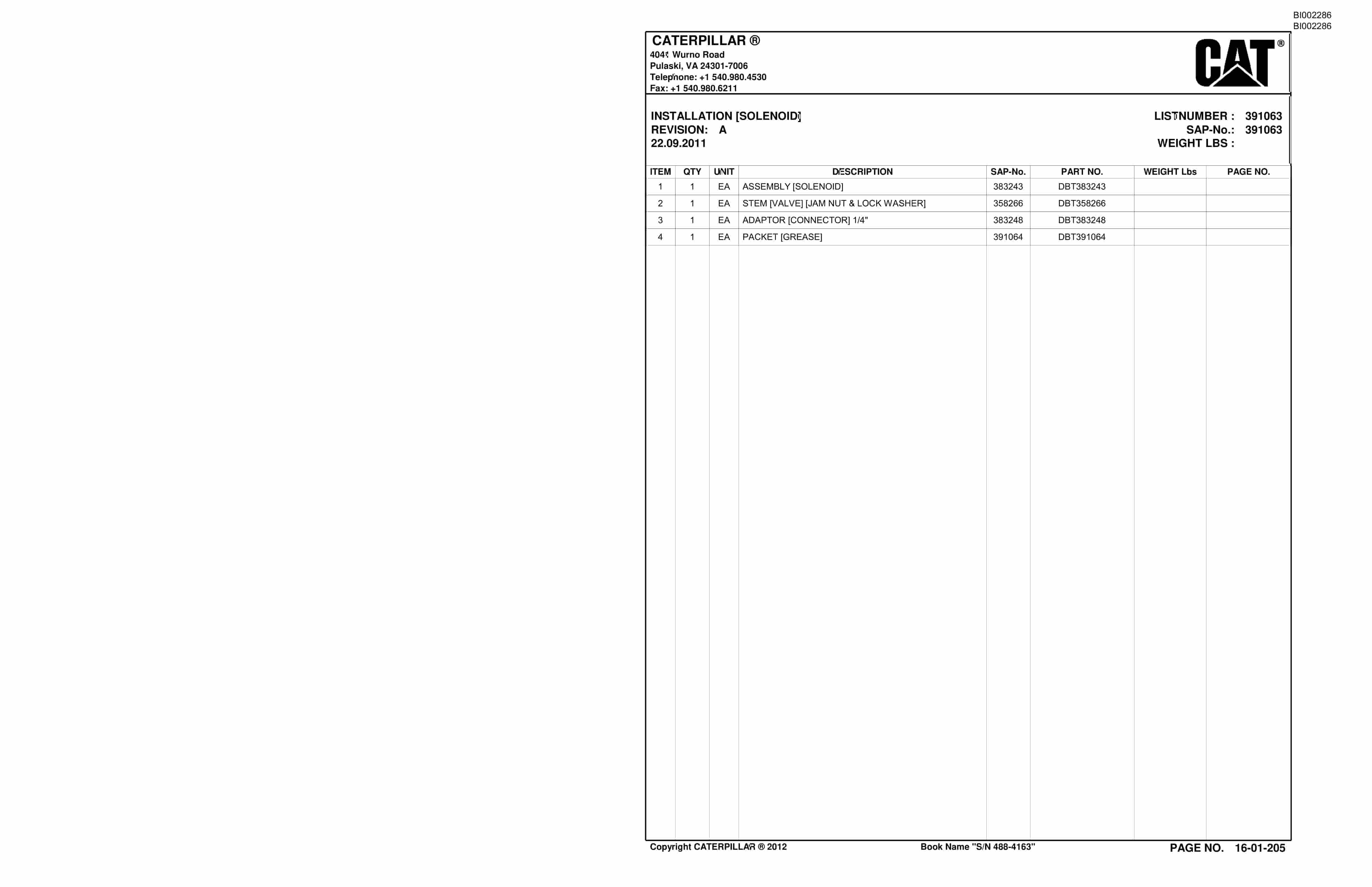 Bucyrus SU488 DM SCOOP Parts Catalog BI002286-3