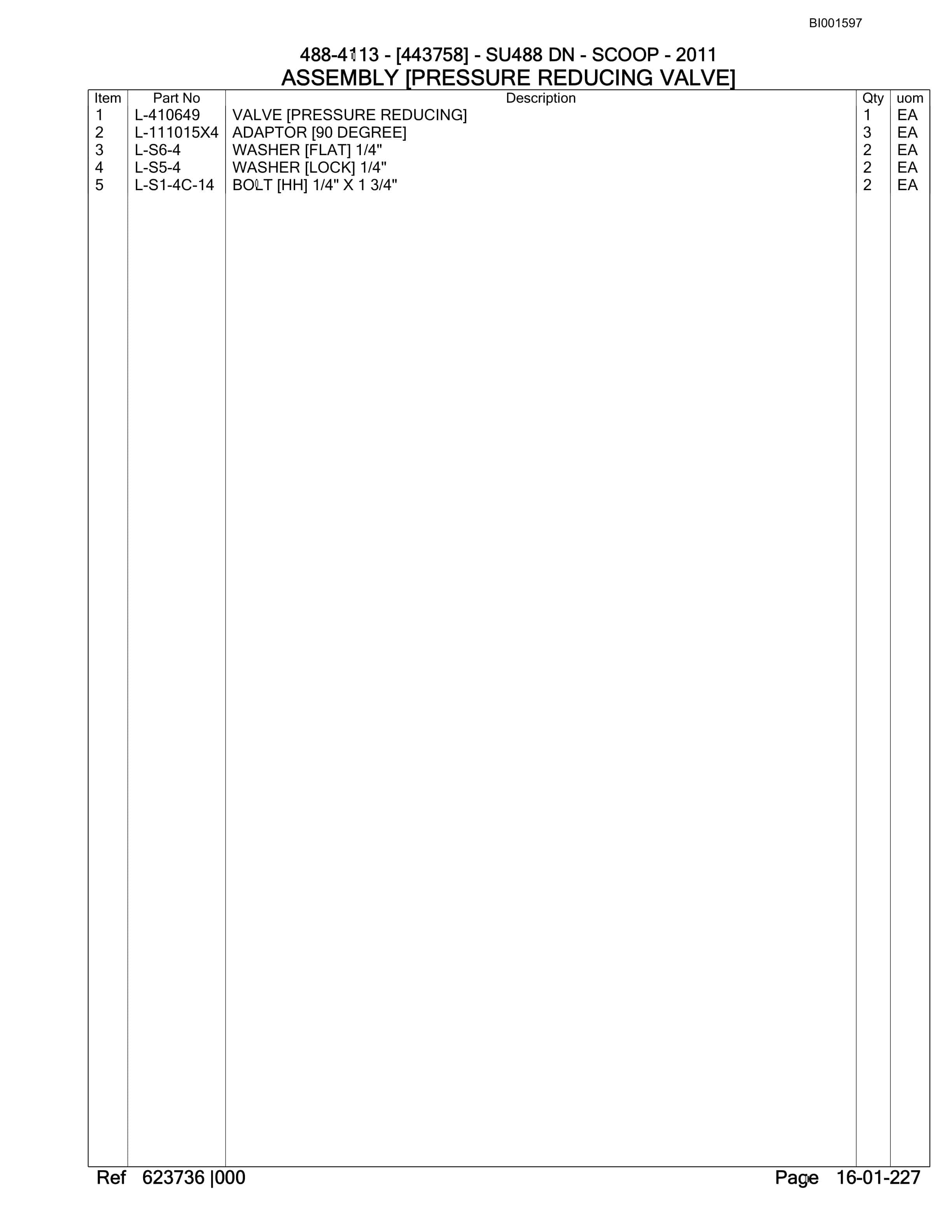 Bucyrus SU488 DN SCOOP Parts Catalog BI001597-4