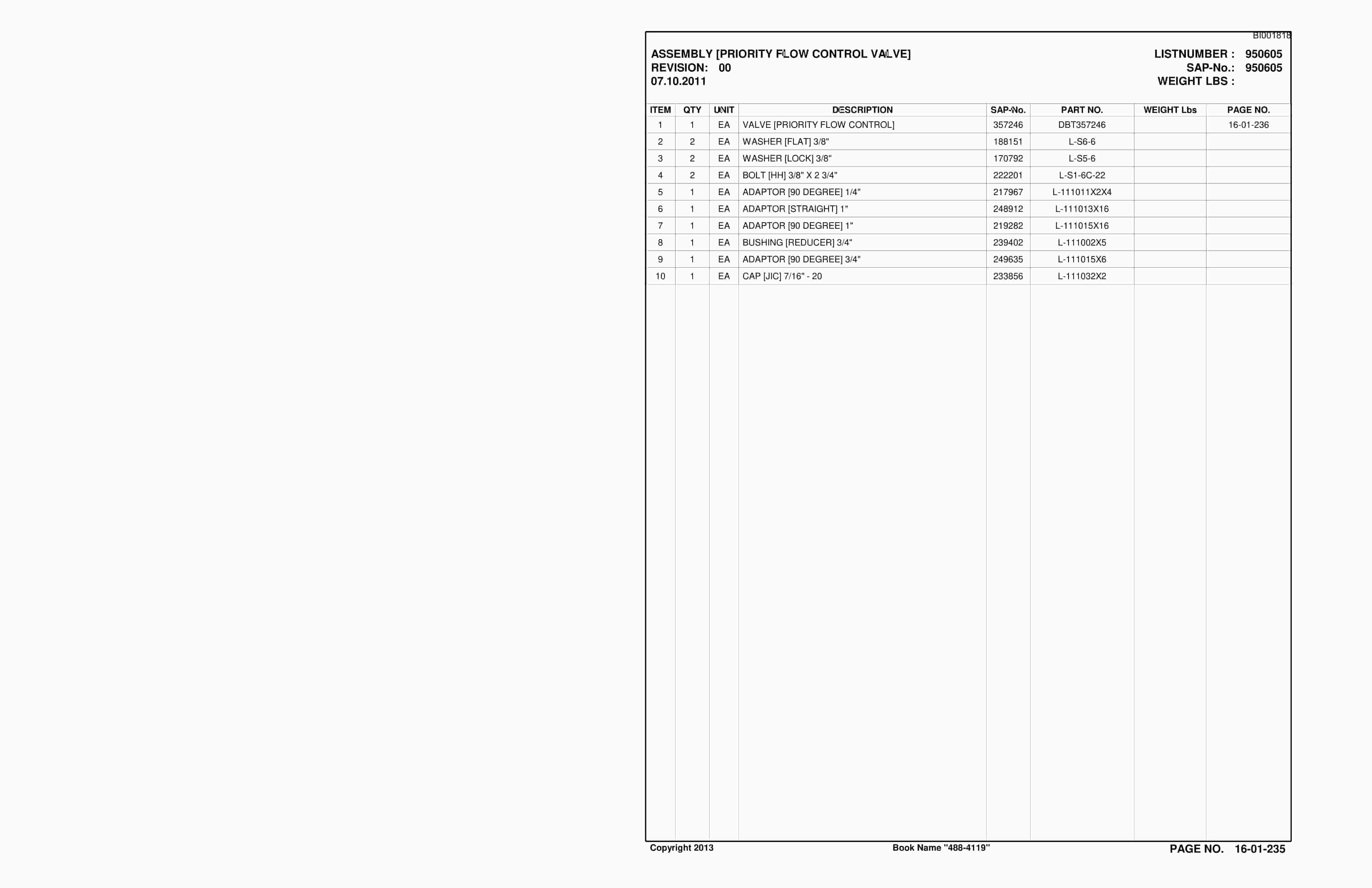 Bucyrus SU488D SCOOP Parts Catalog BI001818-3