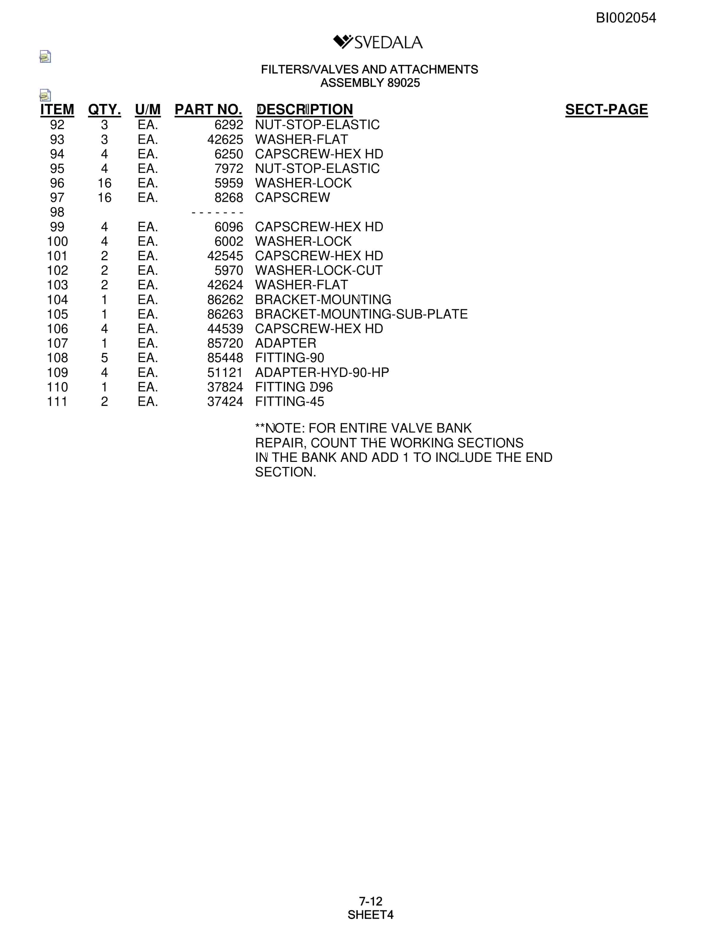Bucyrus Svedala Drill Parts Catalog BI002054-4