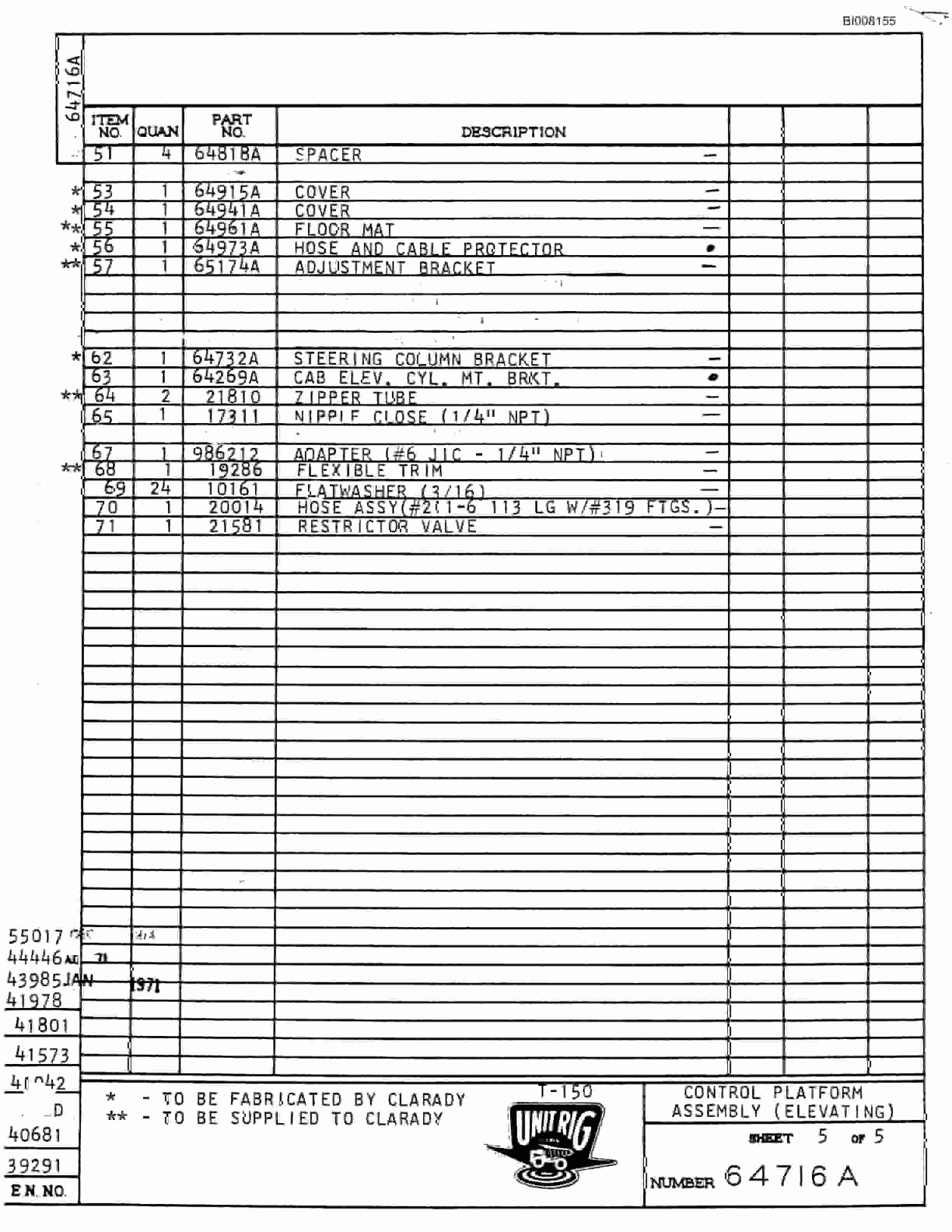 Bucyrus T-150 Aircraft Tow Tractor Parts Catalog BI008155-2