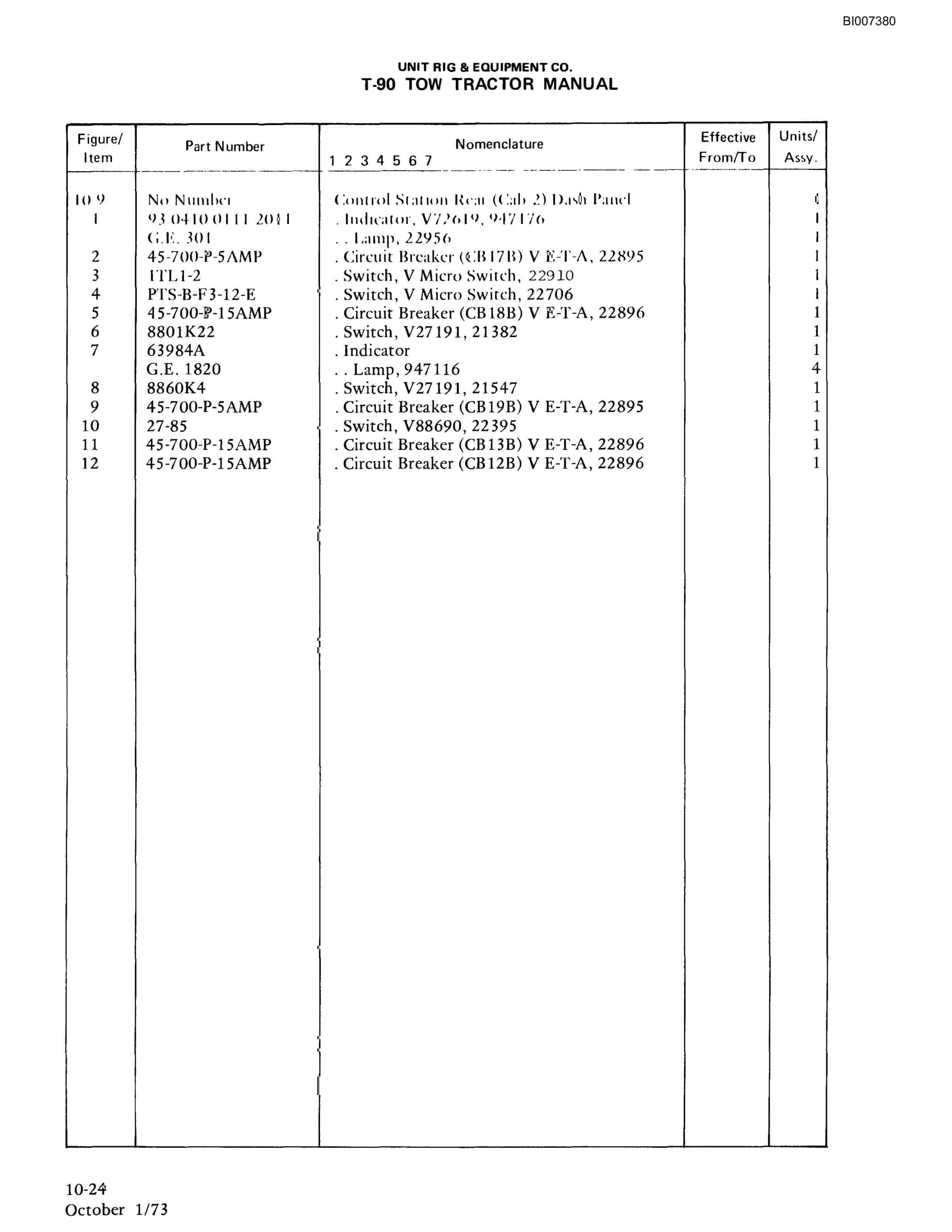 Bucyrus T-90 Aircraft Tow Tractor Technical Manual BI007380-4