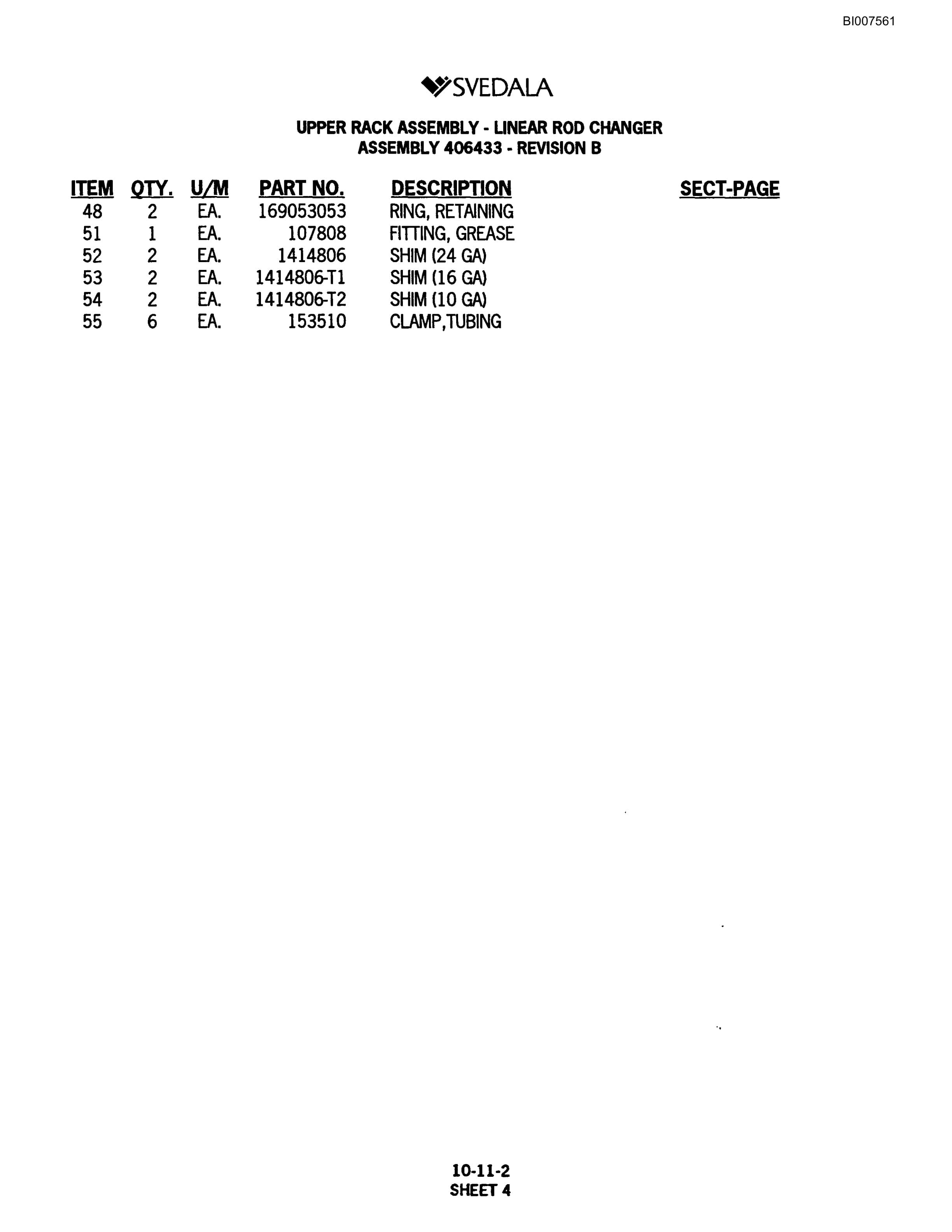 Bucyrus Trac 400 Final Assembly Kit Parts Catalog BI007561-5