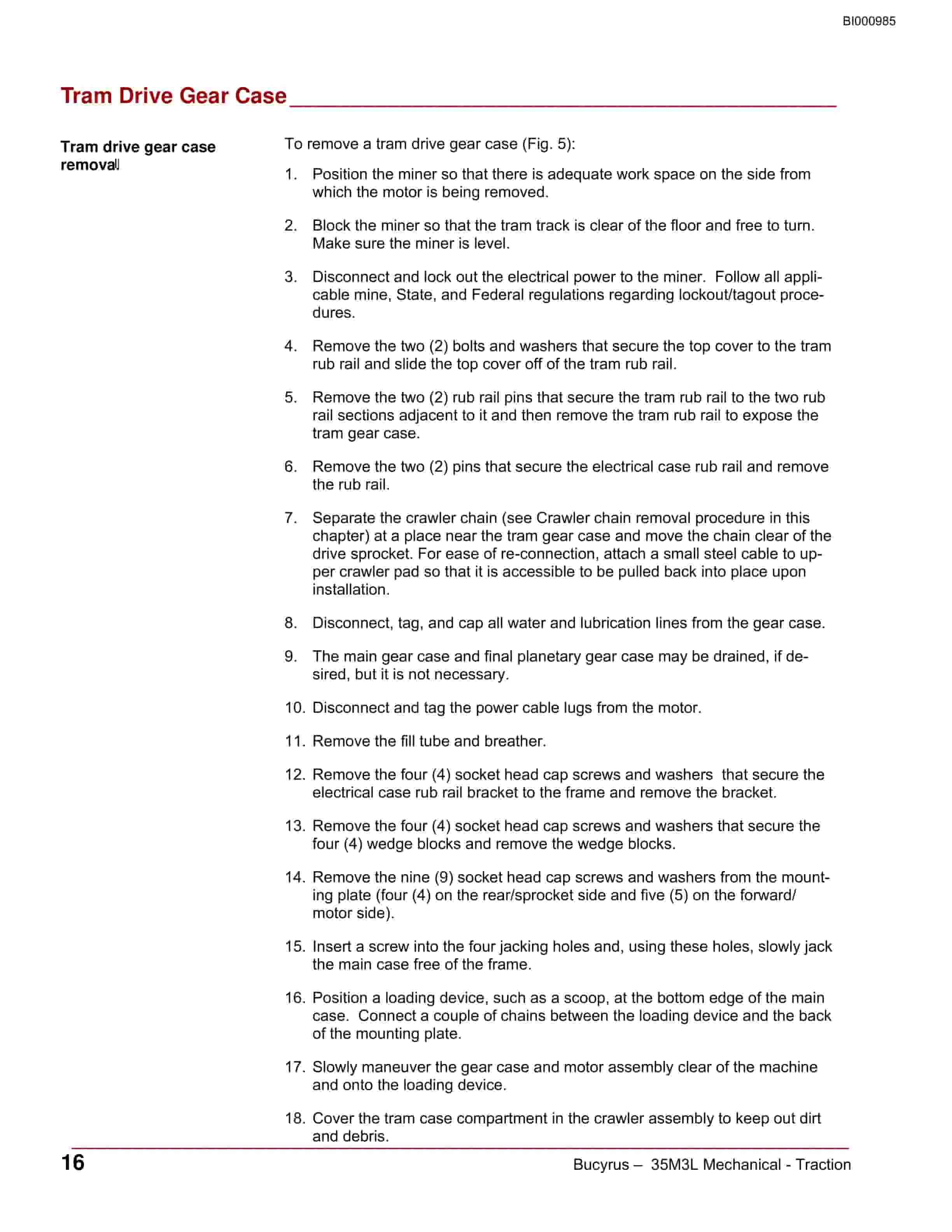 Bucyrus Traction Continuous Miner Operation Manual BI000985-2
