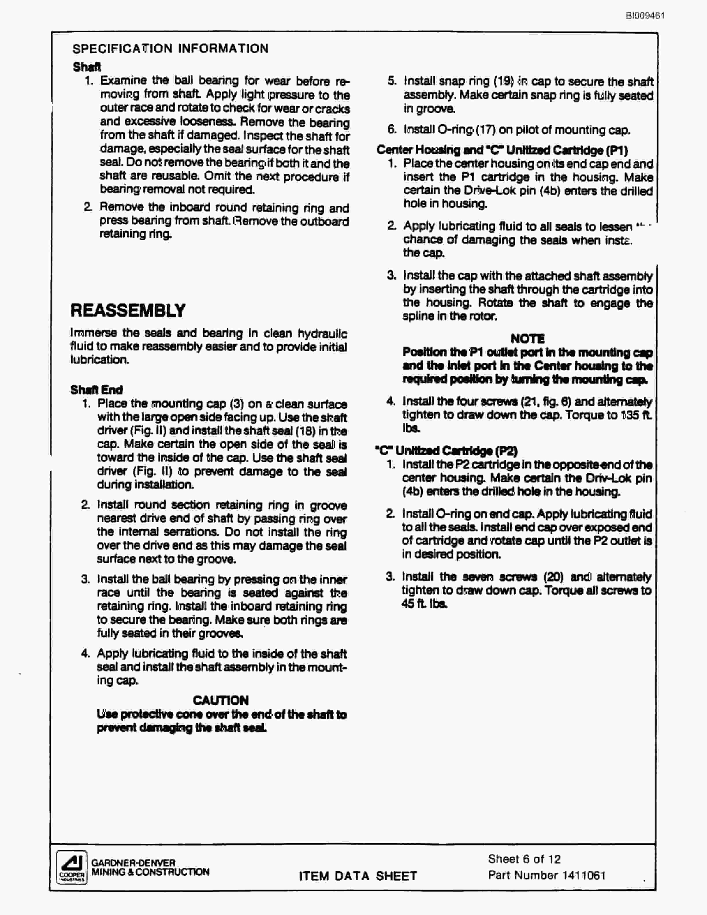 Bucyrus Truck Mounted Single Boom With Manbasket Parts Catalog BI009461-5