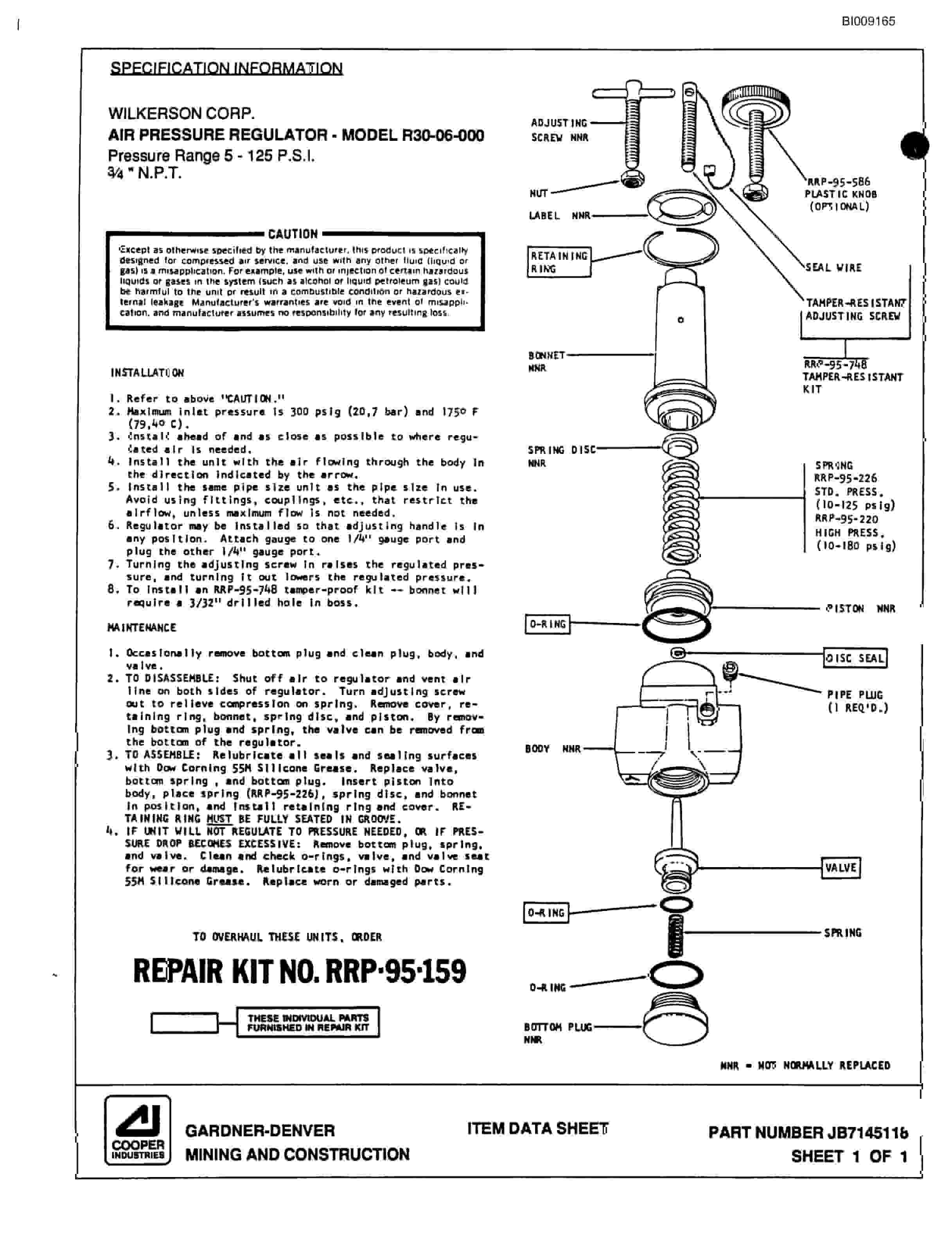 Bucyrus Universal III Pneumatic Jumbo Parts Catalog BI009165-4