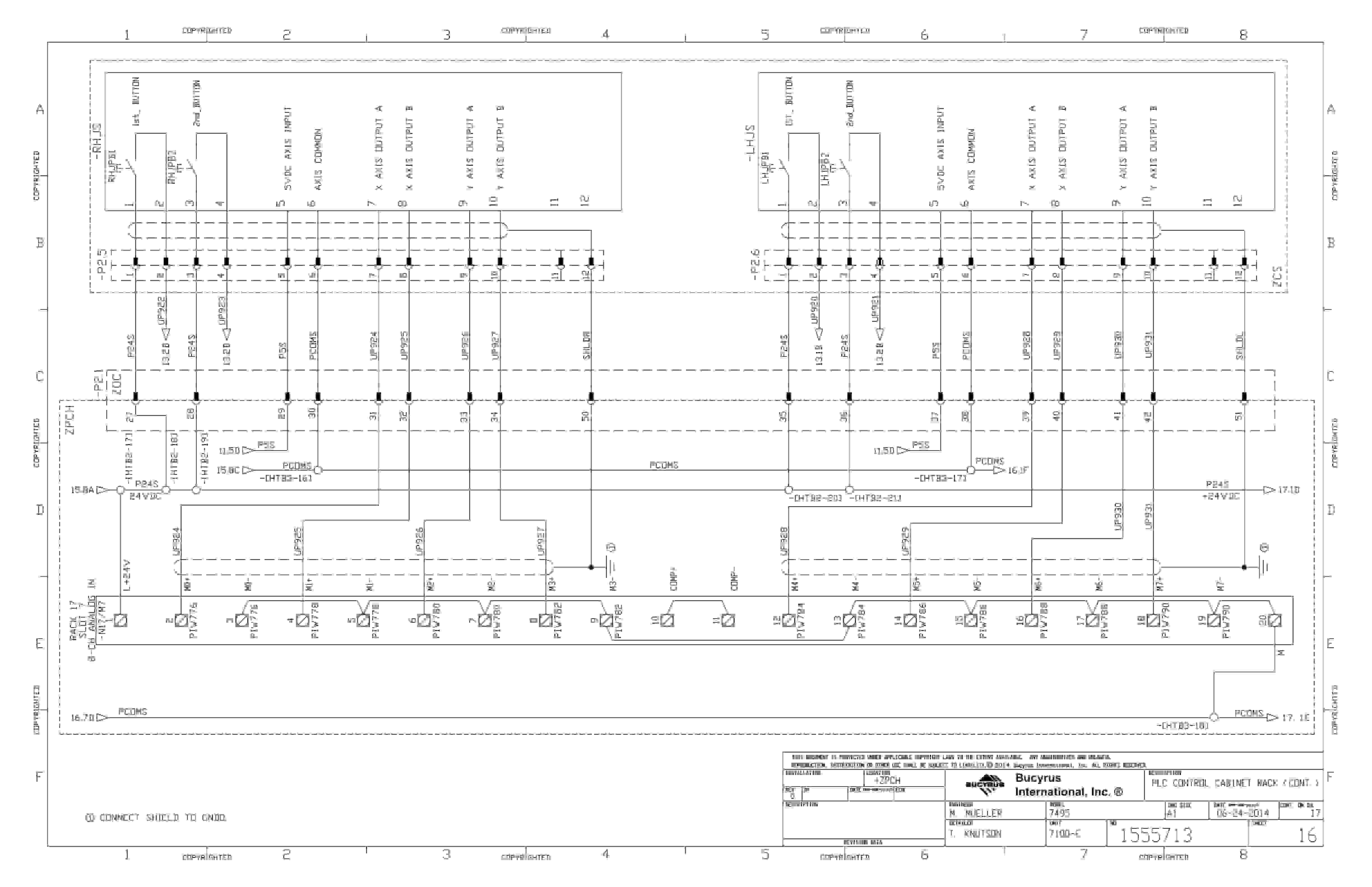 Bucyrus Vale-Salobo Operator Cab 7495 Electrical Schematic 1555713-2