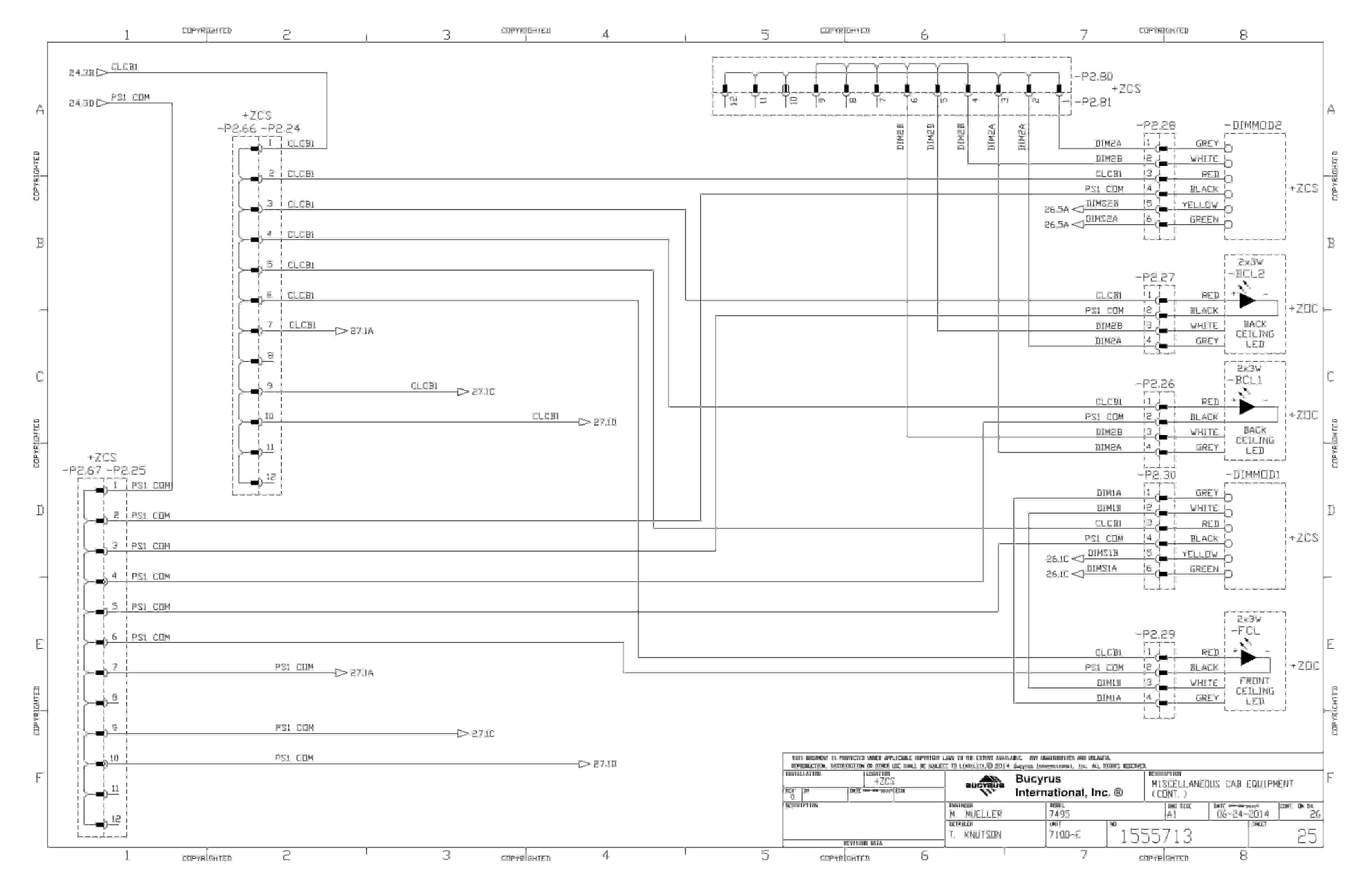Bucyrus Vale-Salobo Operator Cab 7495 Electrical Schematic 1555713-4