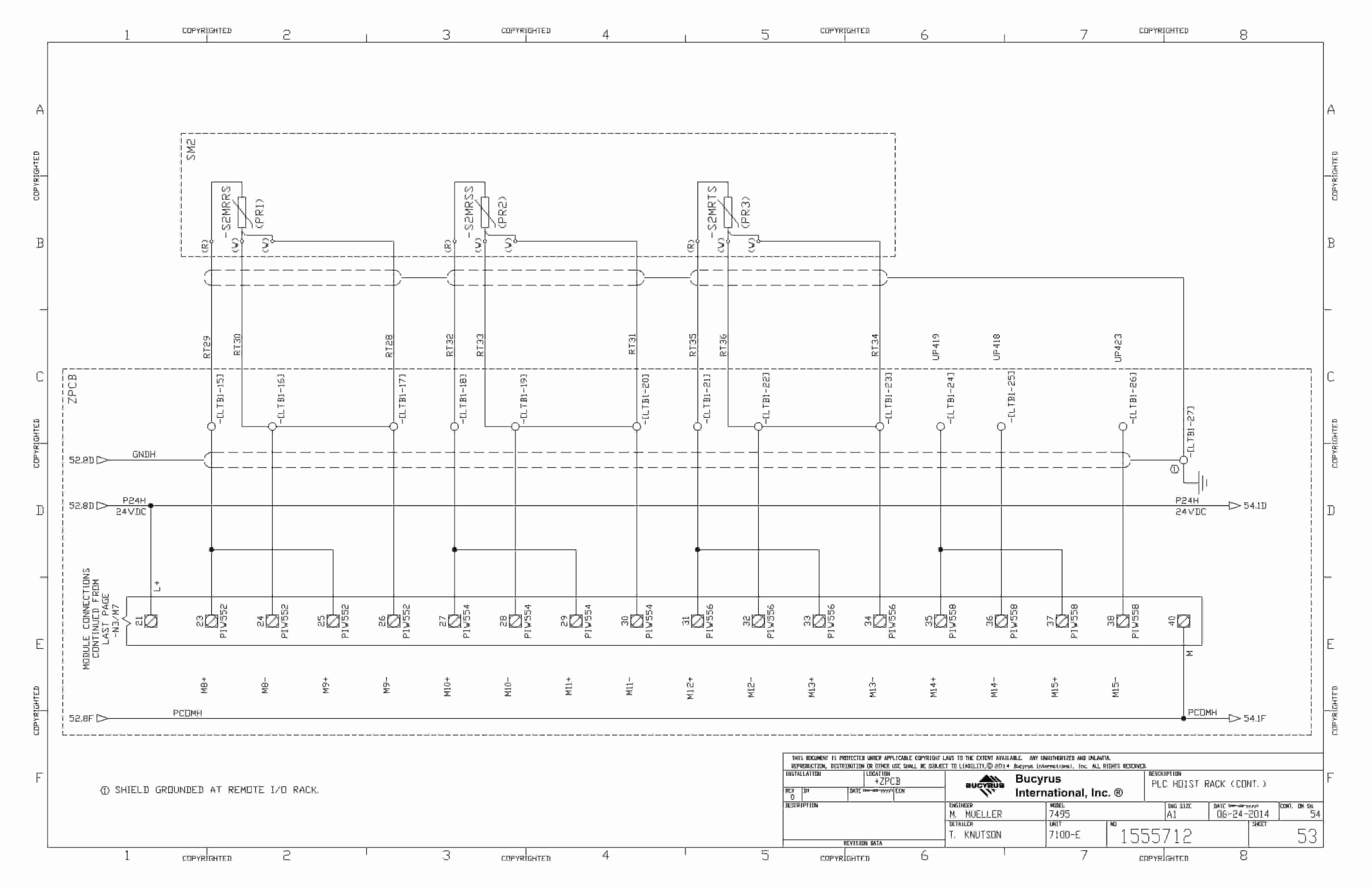 Bucyrus Vale-Salobo Shovel Type 7495 Electrical Schematic 1555712-2