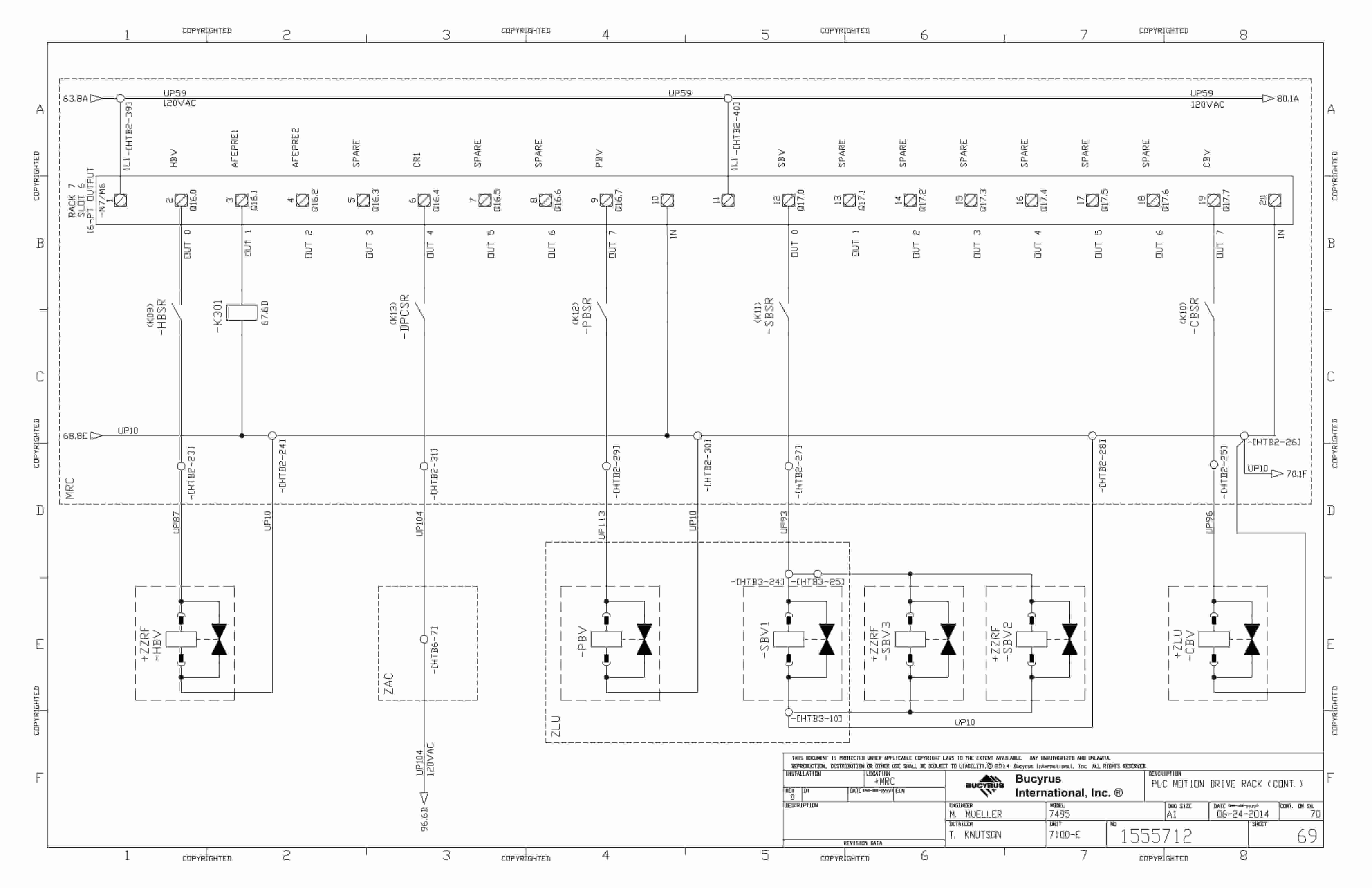 Bucyrus Vale-Salobo Shovel Type 7495 Electrical Schematic 1555712-3