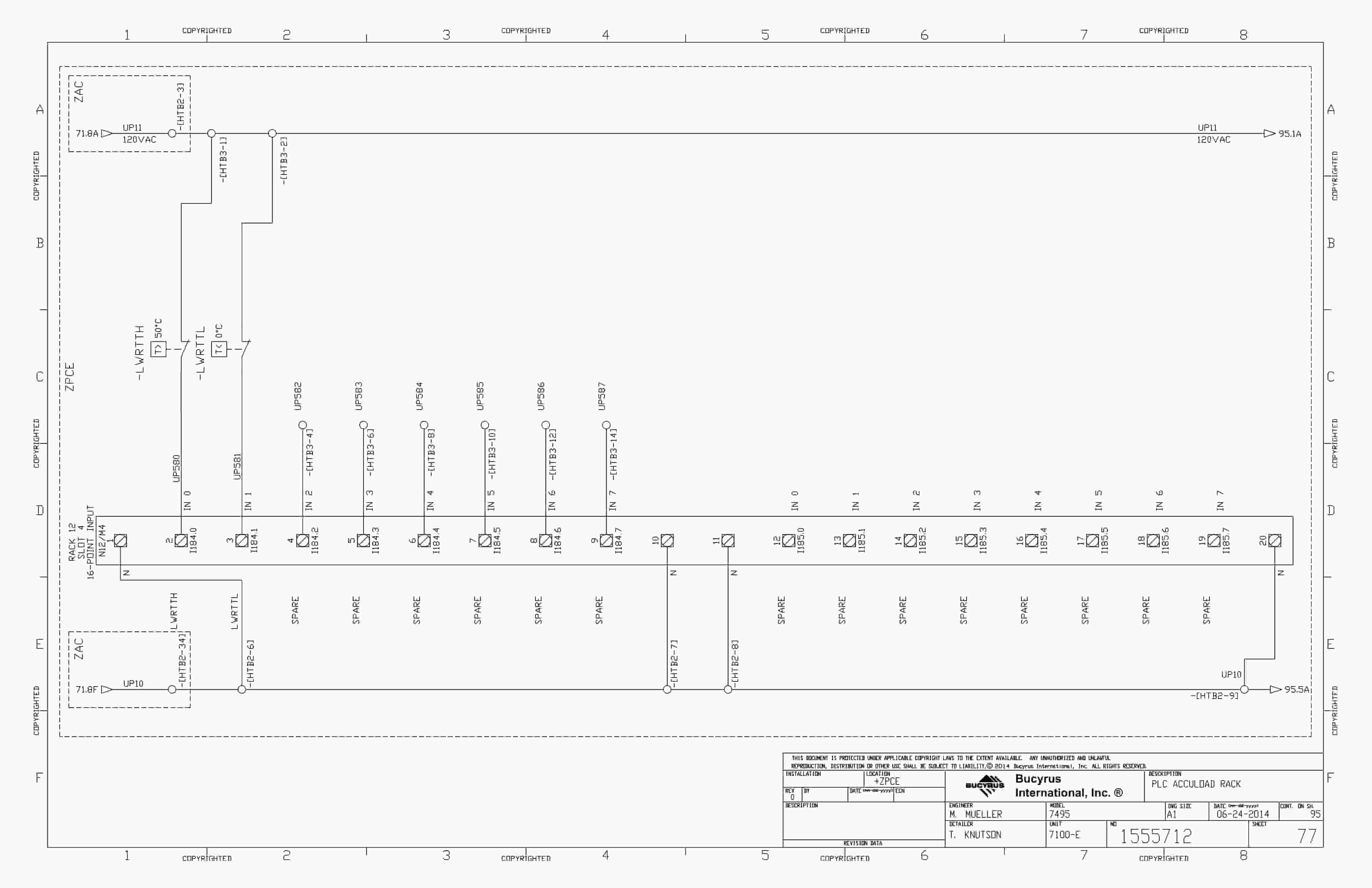 Bucyrus Vale-Salobo Shovel Type 7495 Electrical Schematic 1555712-4