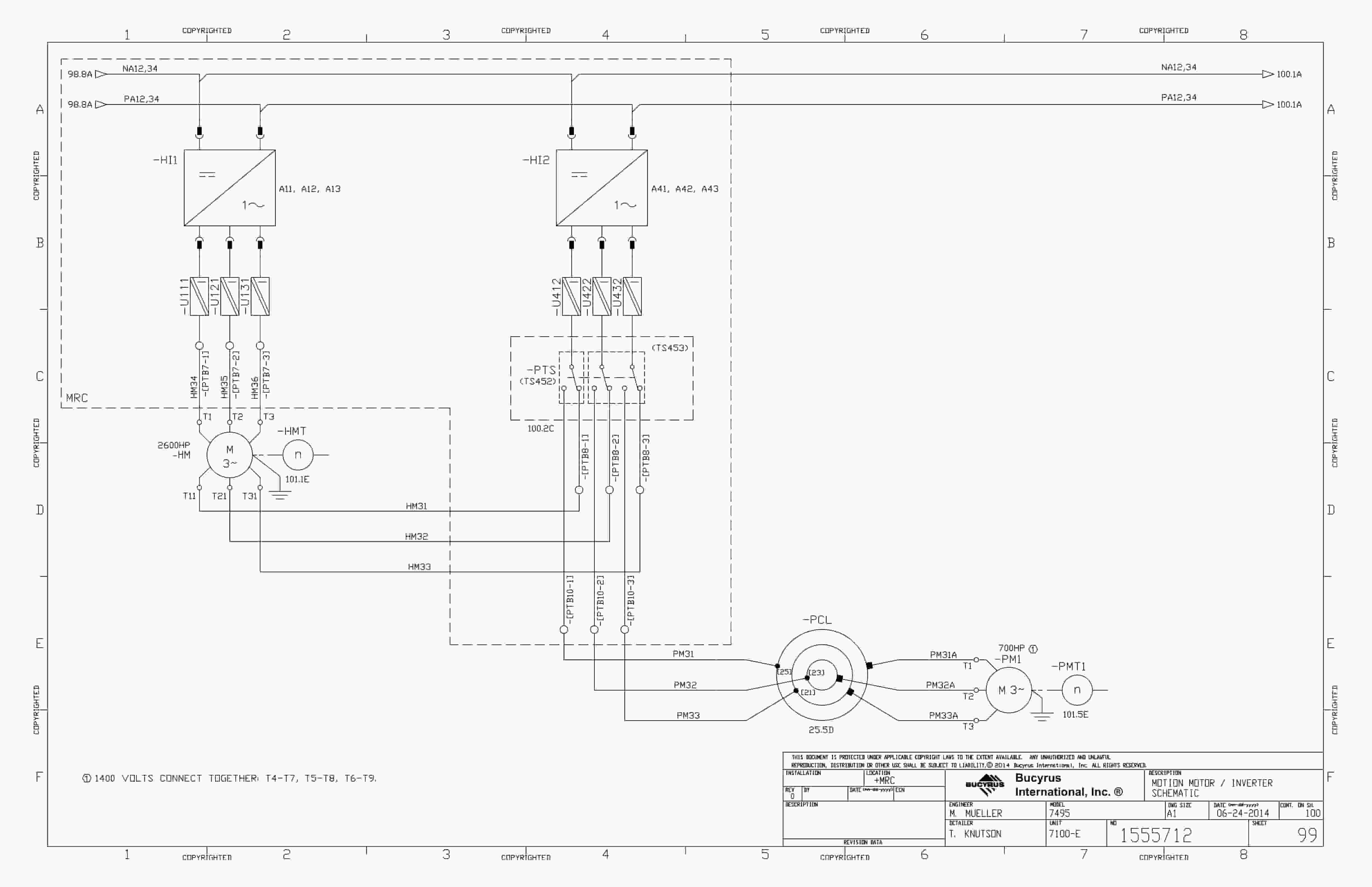 Bucyrus Vale-Salobo Shovel Type 7495 Electrical Schematic 1555712-5