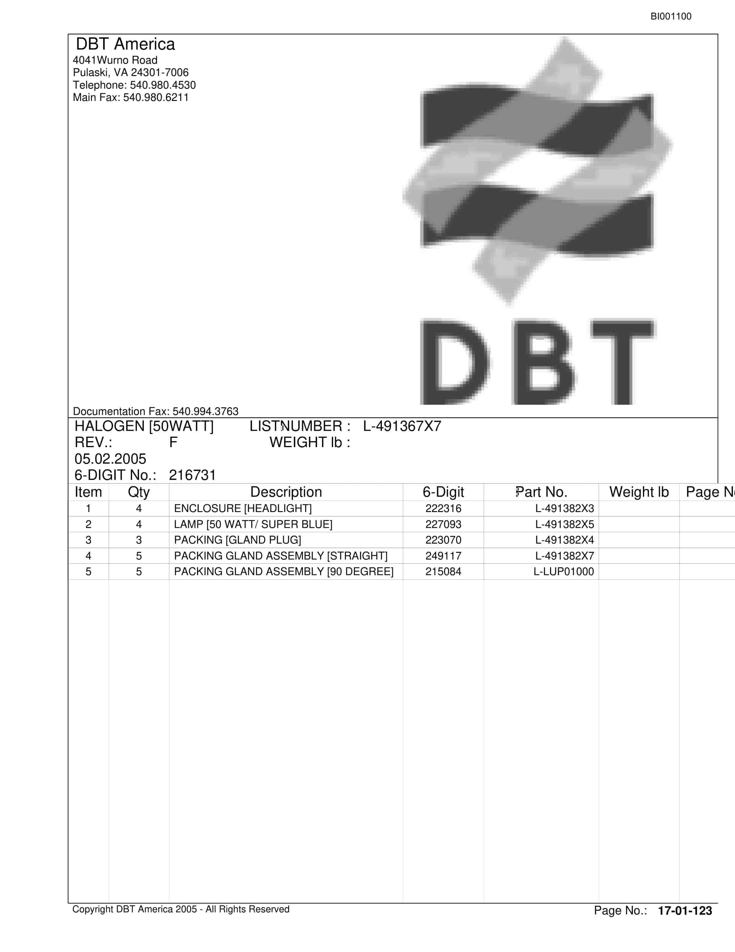 Bucyrus Versatrac Parts Catalog BI001100-2