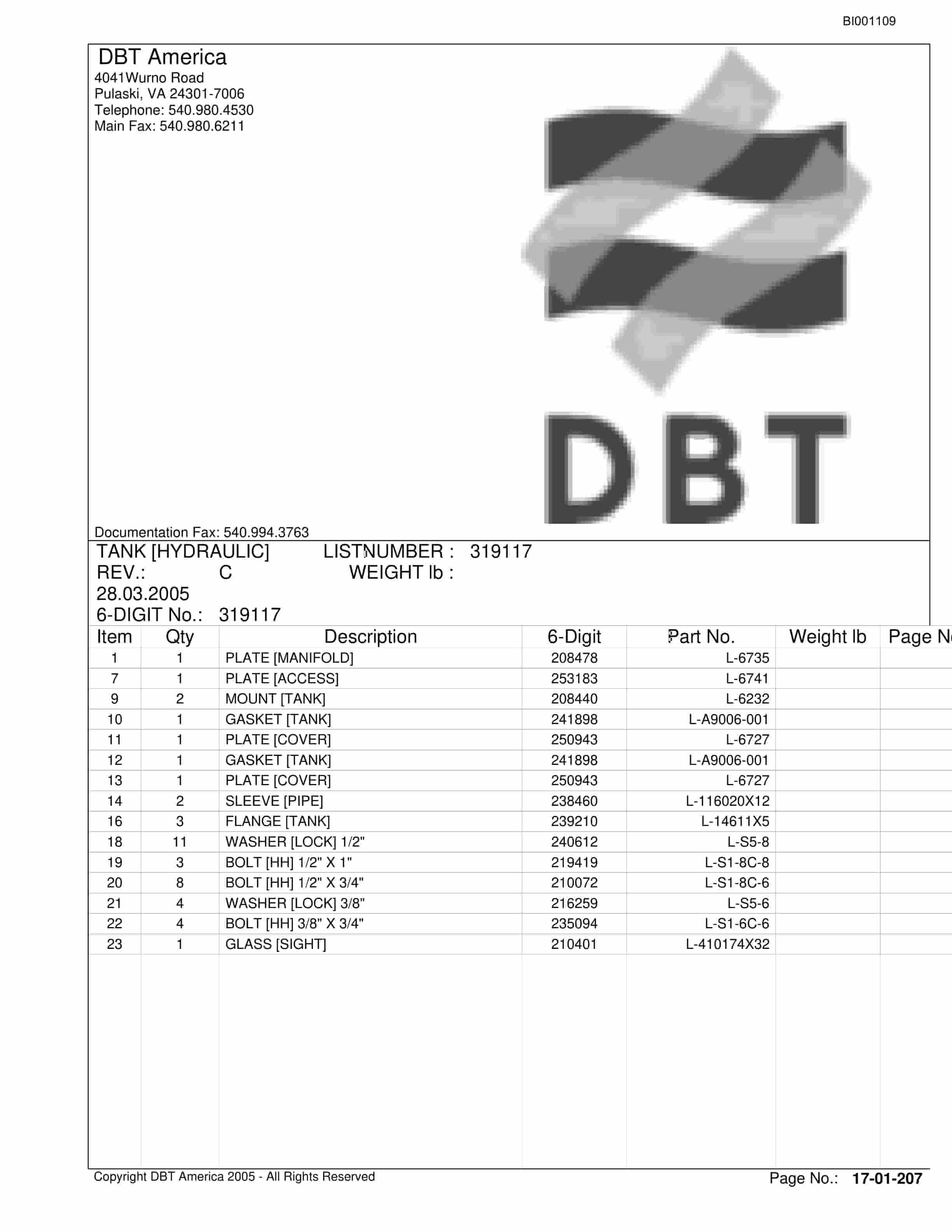 Bucyrus Versatrac Parts Catalog BI001109-3