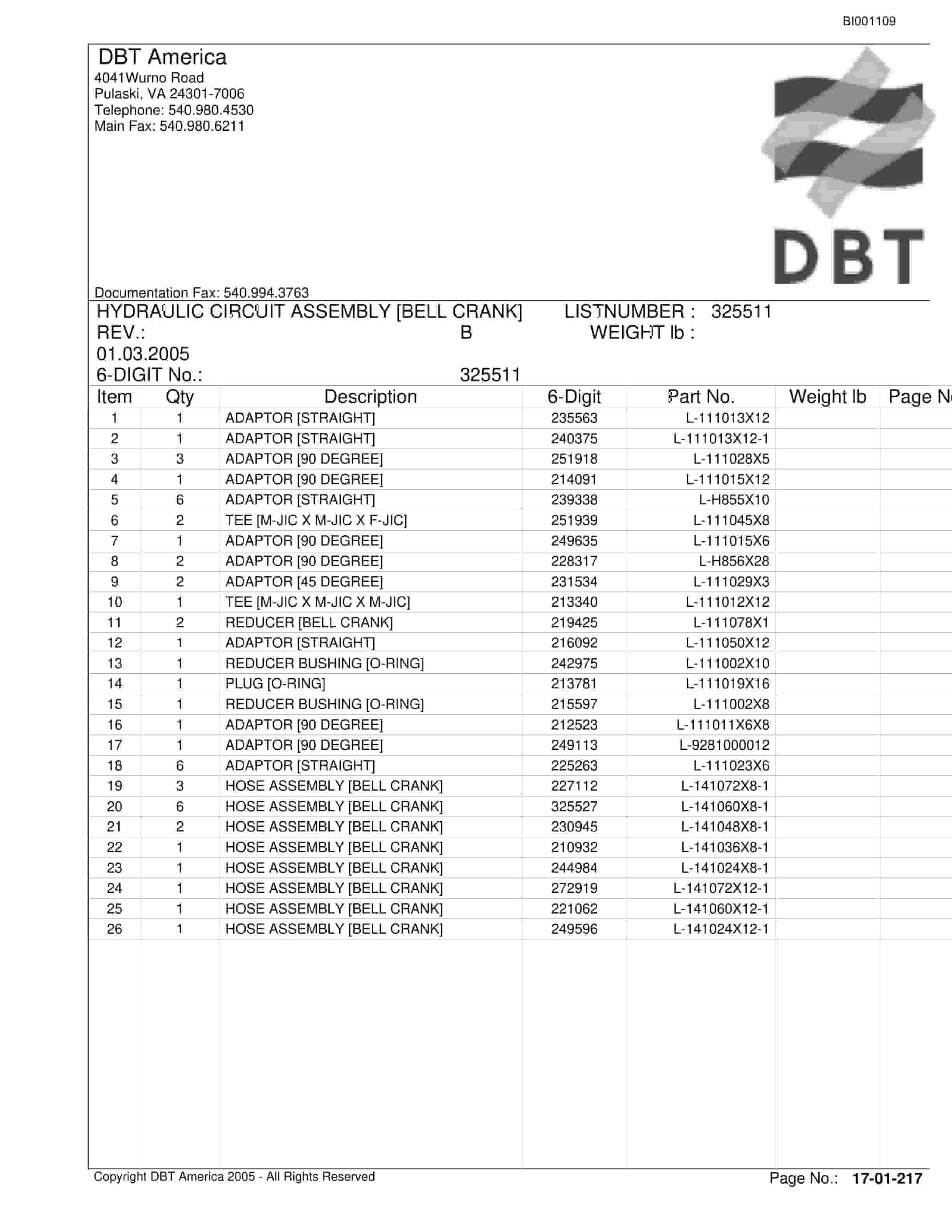 Bucyrus Versatrac Parts Catalog BI001109-4
