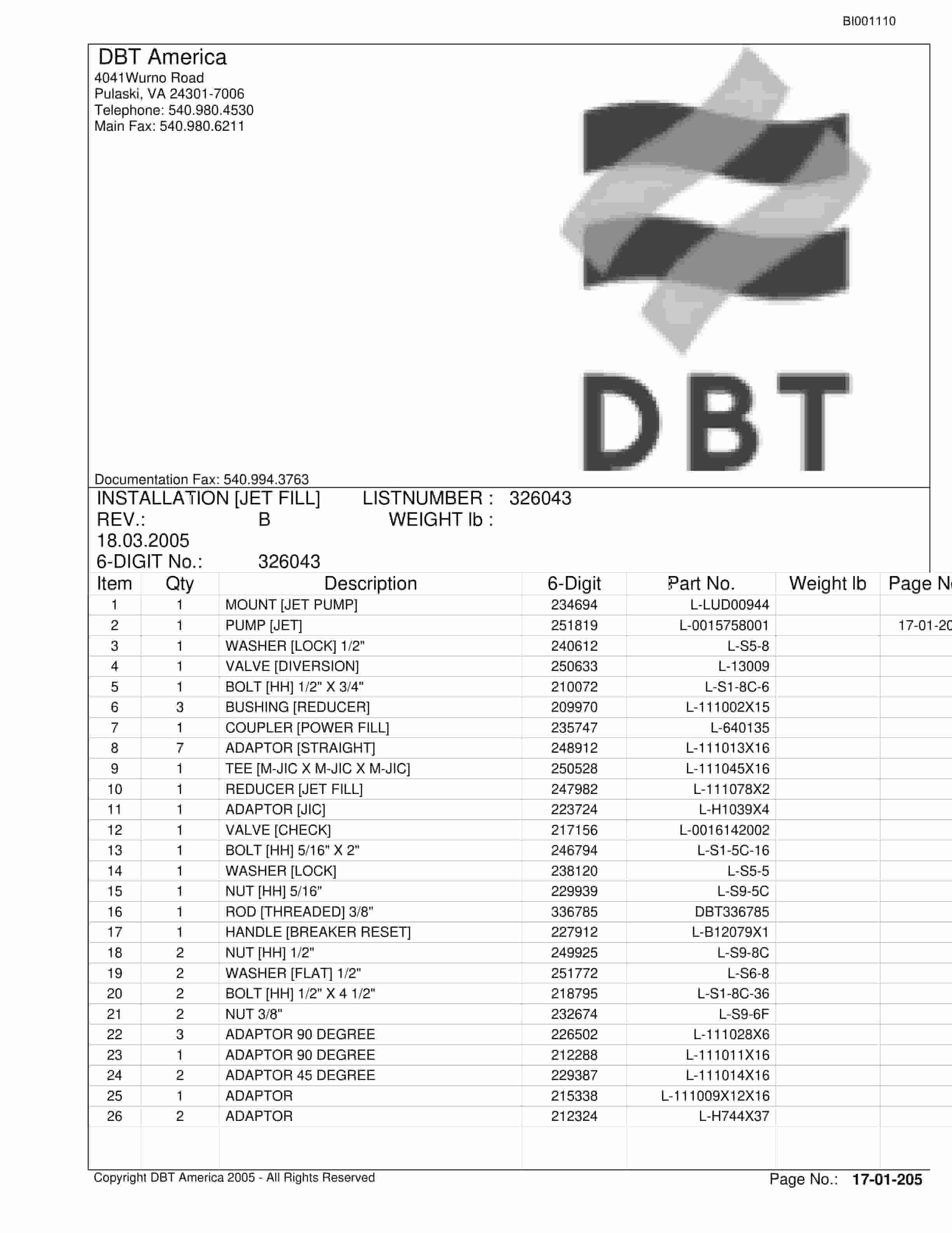 Bucyrus Versatrac Parts Catalog BI001110-3