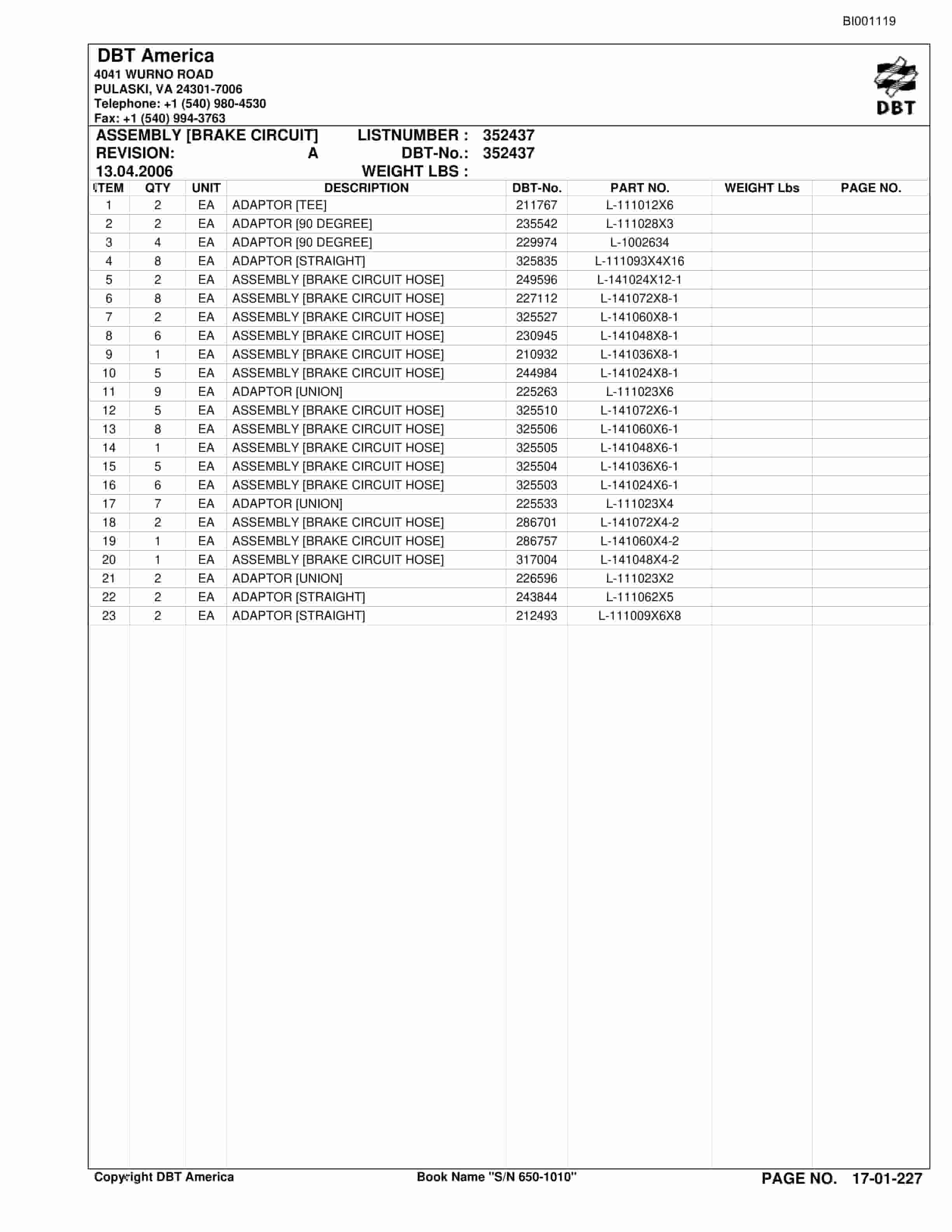 Bucyrus Versatrac Parts Catalog BI001119-5