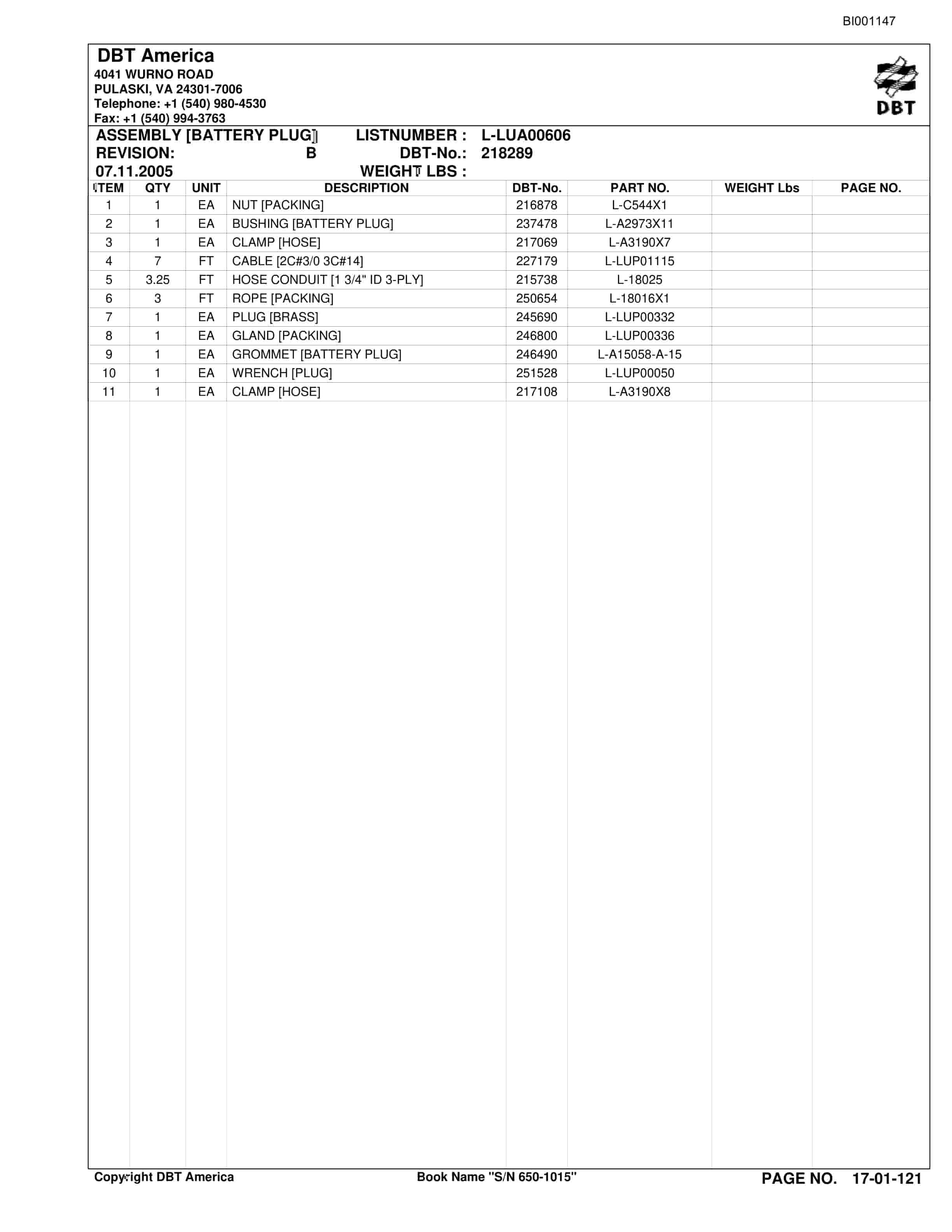 Bucyrus Versatrac Parts Catalog BI001147-2