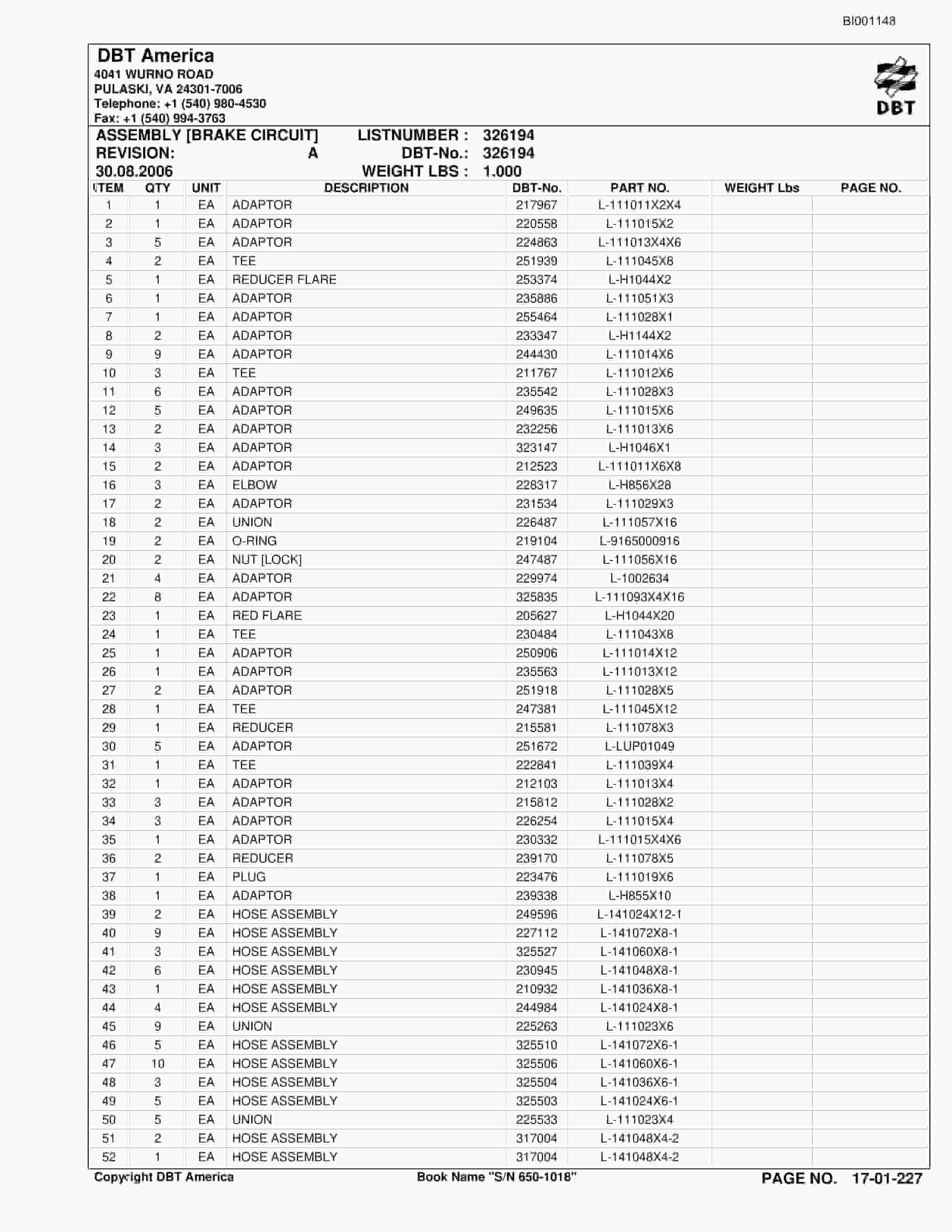 Bucyrus Versatrac Parts Catalog BI001148-3