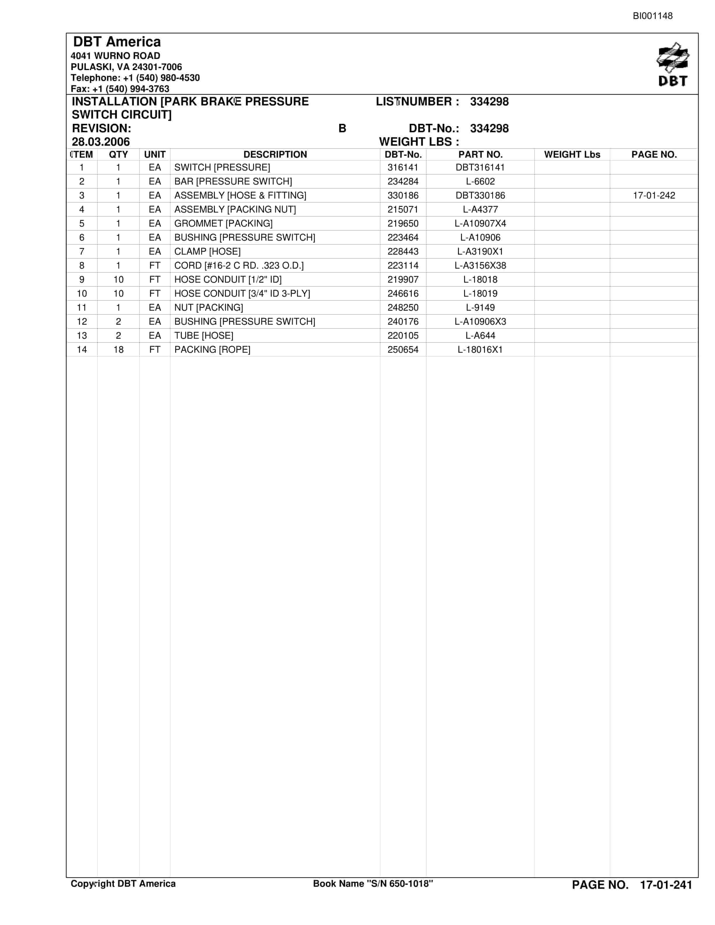 Bucyrus Versatrac Parts Catalog BI001148-4