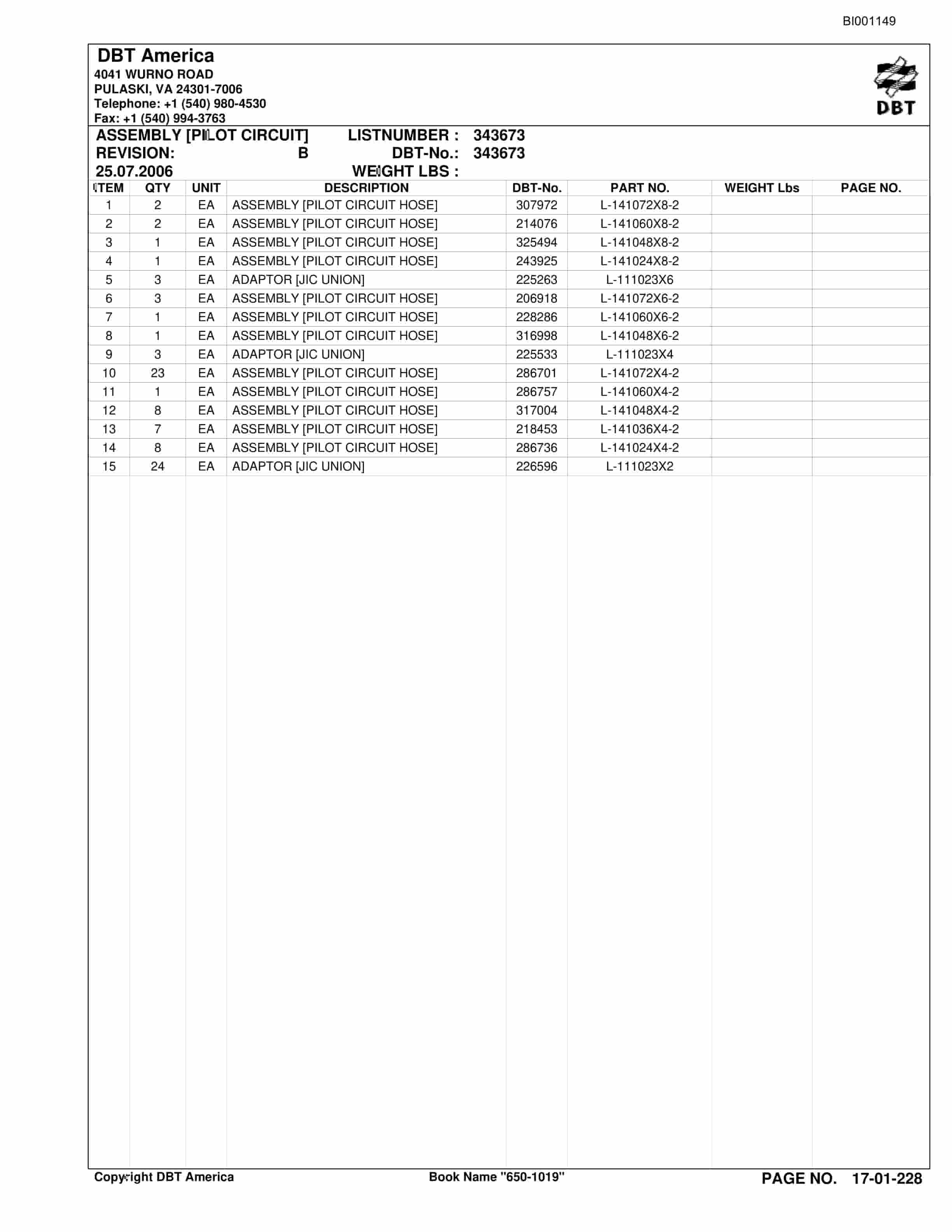 Bucyrus Versatrac Parts Catalog BI001149-4
