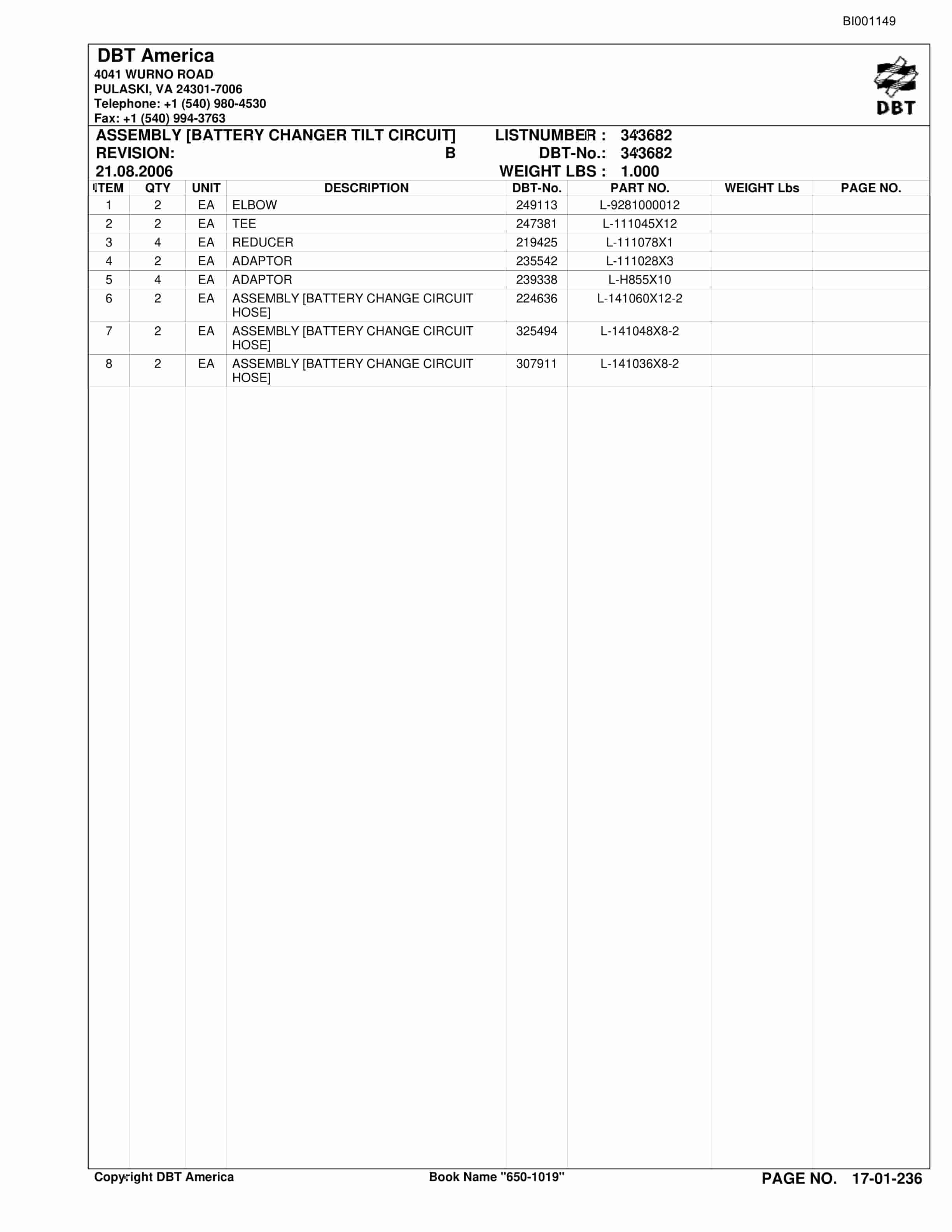 Bucyrus Versatrac Parts Catalog BI001149-5