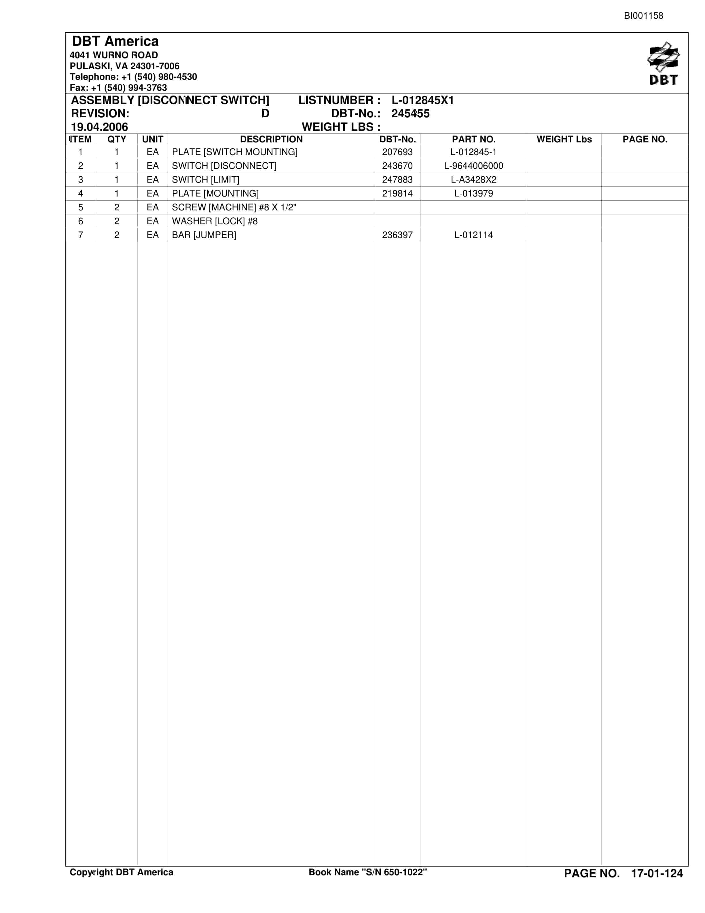 Bucyrus Versatrac Parts Catalog BI001158-2