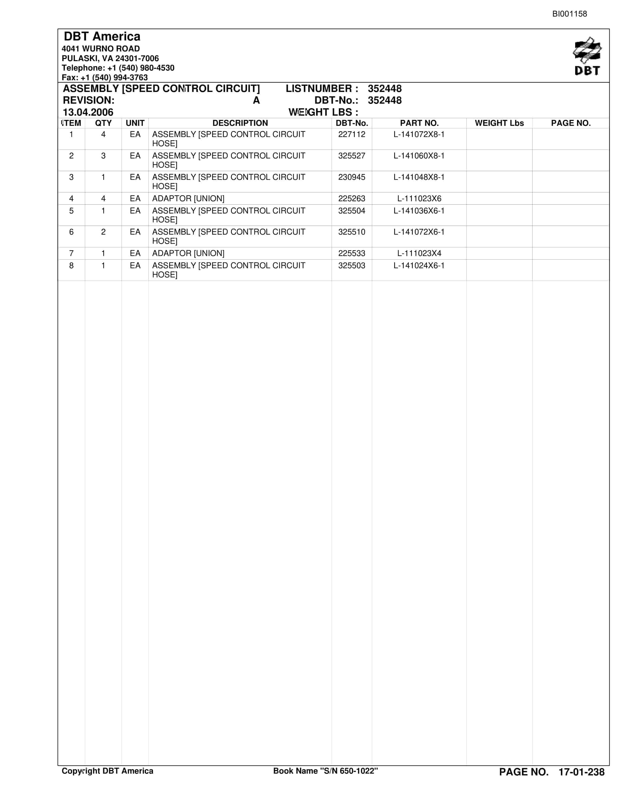 Bucyrus Versatrac Parts Catalog BI001158-5