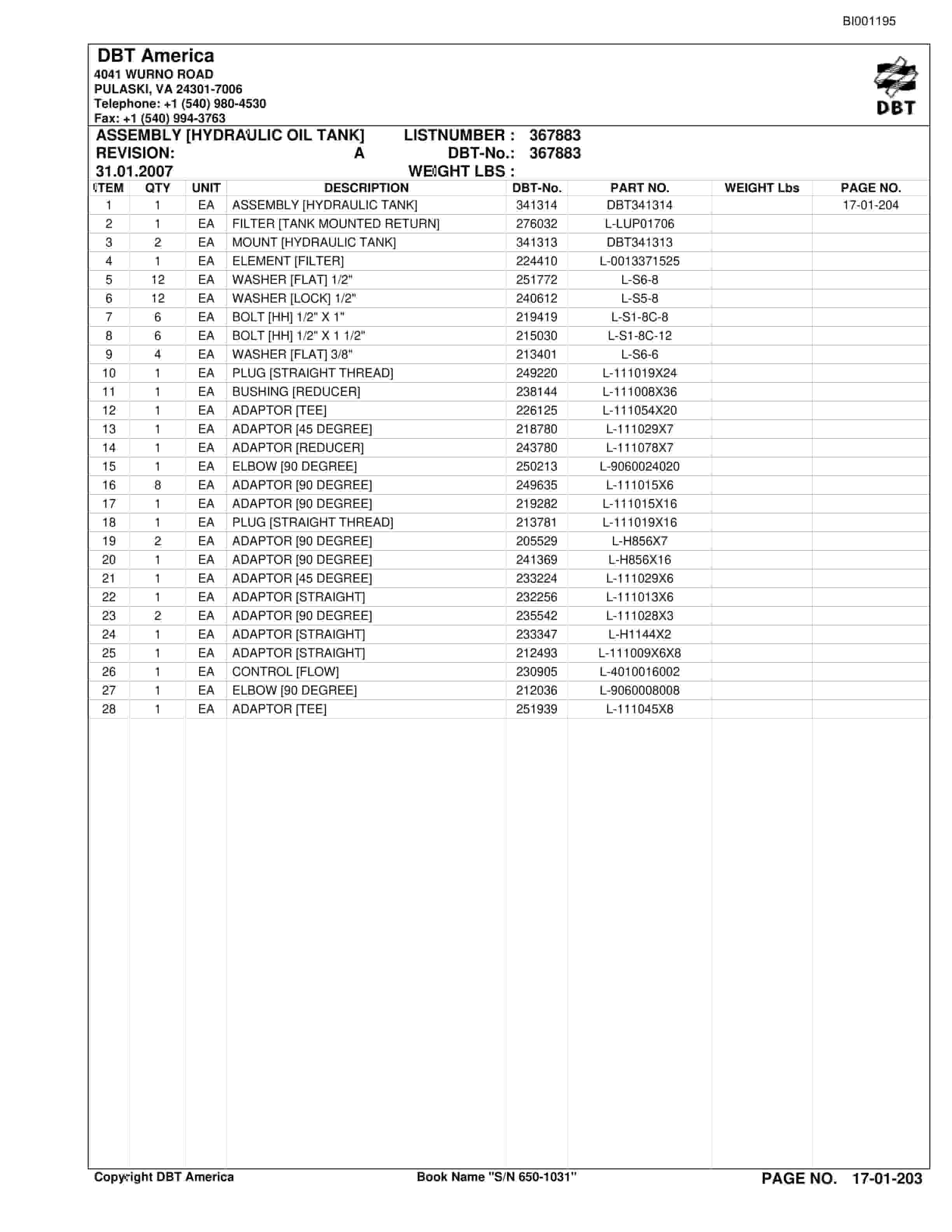 Bucyrus Versatrac Parts Catalog BI001195-2