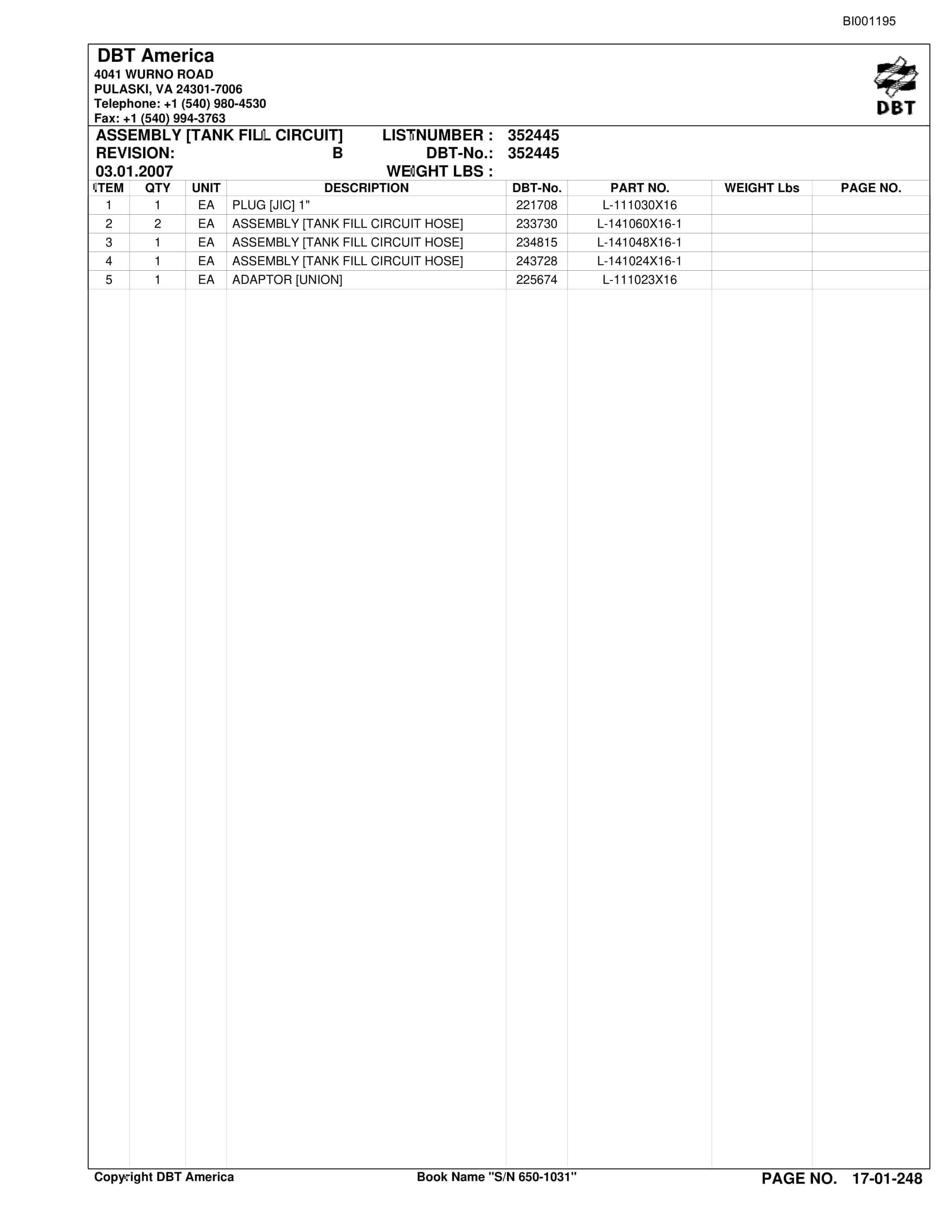 Bucyrus Versatrac Parts Catalog BI001195-4